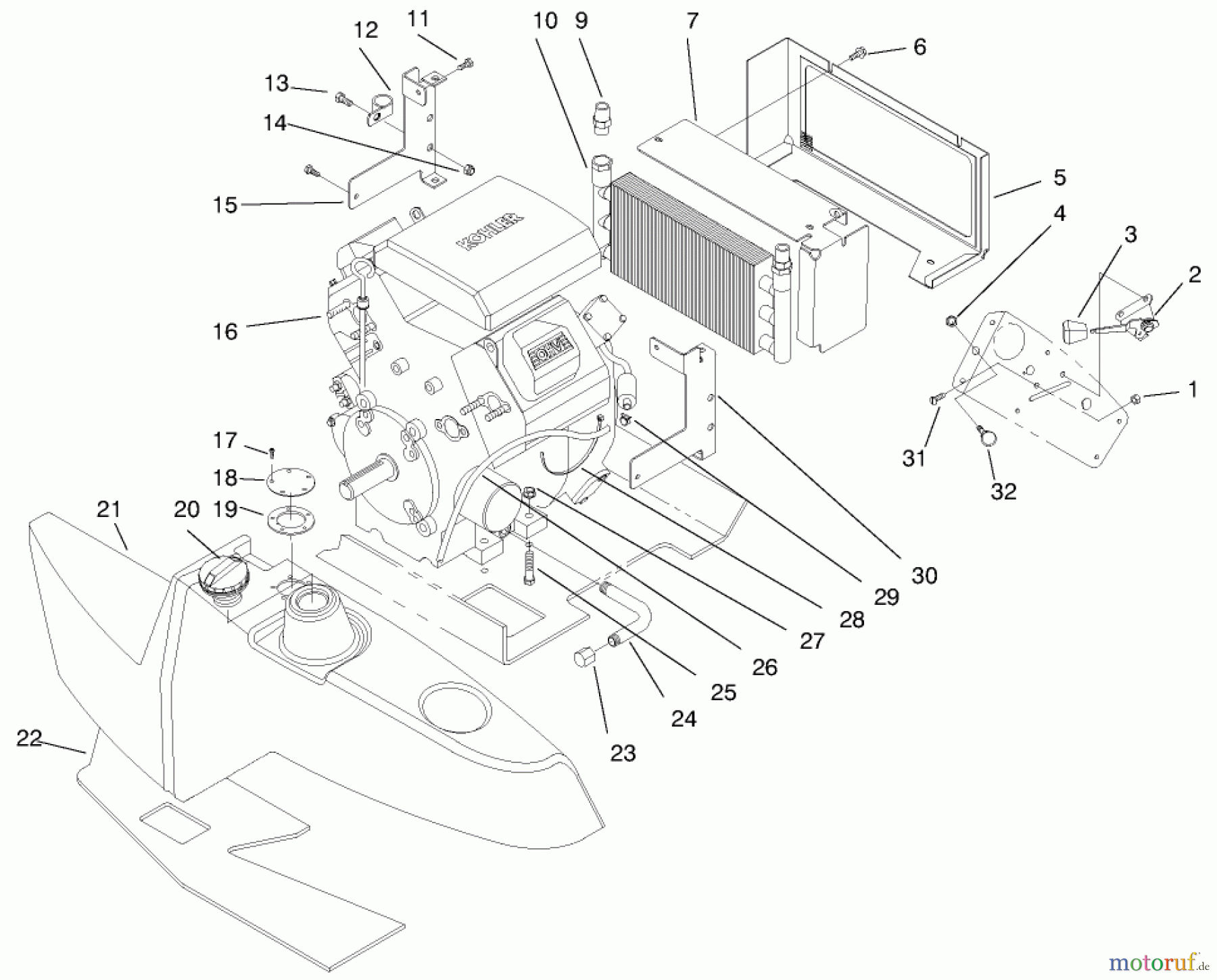  Zerto-Turn Mäher 74191 (Z320) - Toro Z Master 122cm Mower and Bagger (SN: 890001 - 890159) (1998) ENGINE & FUEL TANK