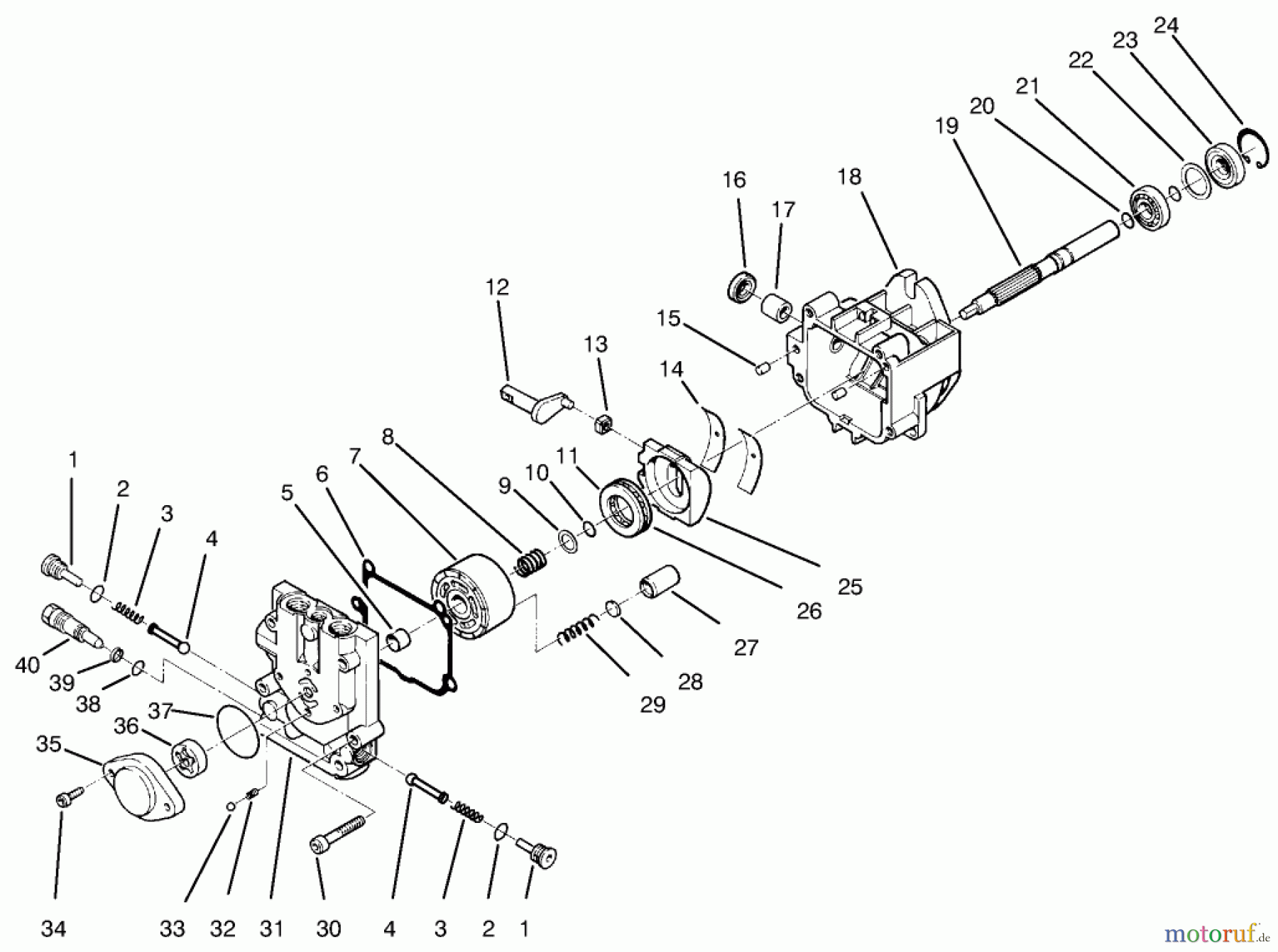  Zerto-Turn Mäher 74191 (Z320) - Toro Z Master 122cm Mower and Bagger (SN: 890001 - 890159) (1998) HYDRAULIC PUMP ASSEMBLY NO. 98-1957