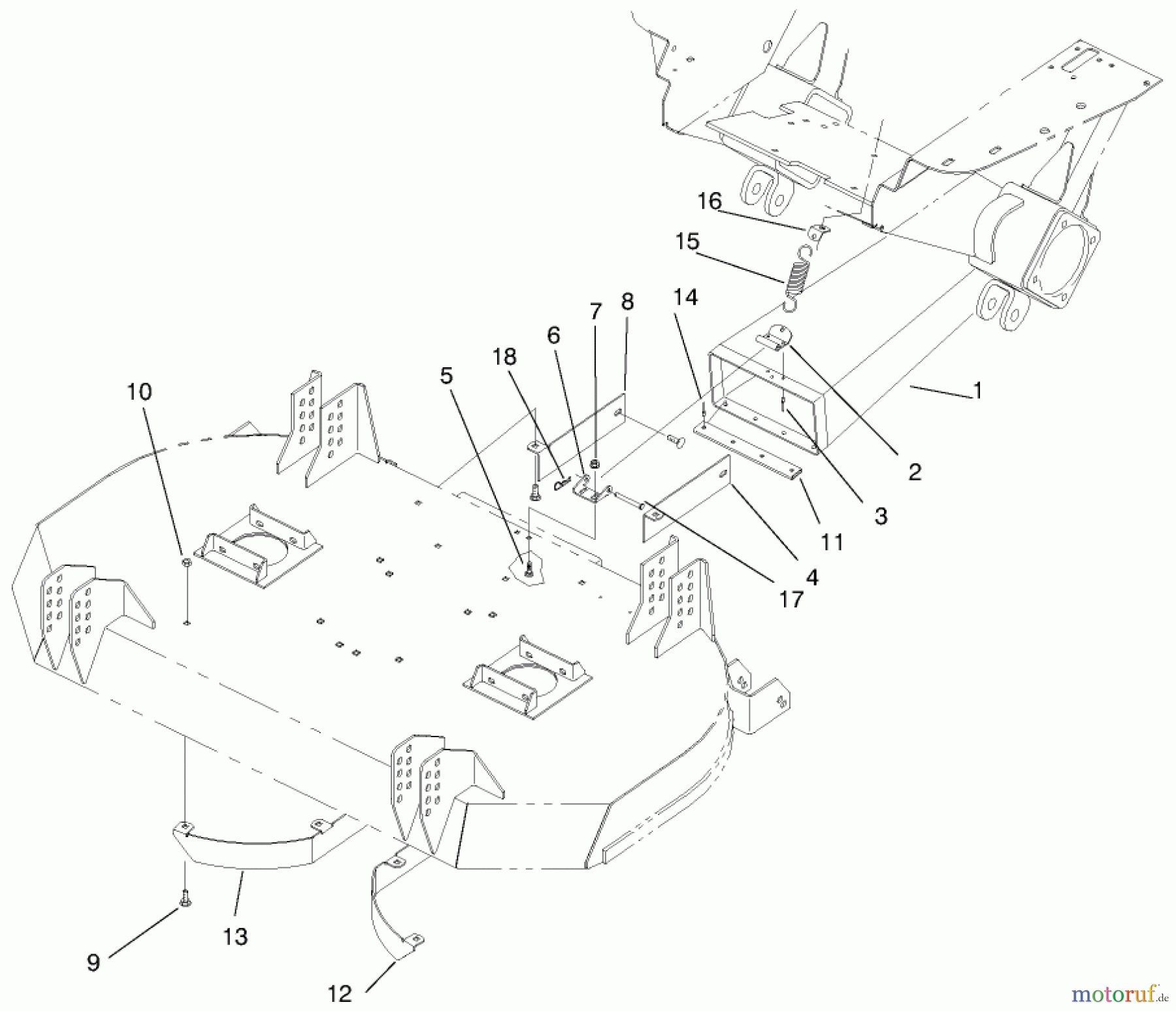  Zerto-Turn Mäher 74191 (Z320) - Toro Z Master 122cm Mower and Bagger (SN: 890001 - 890159) (1998) PLENUM AND DISCHARGE BRACKET