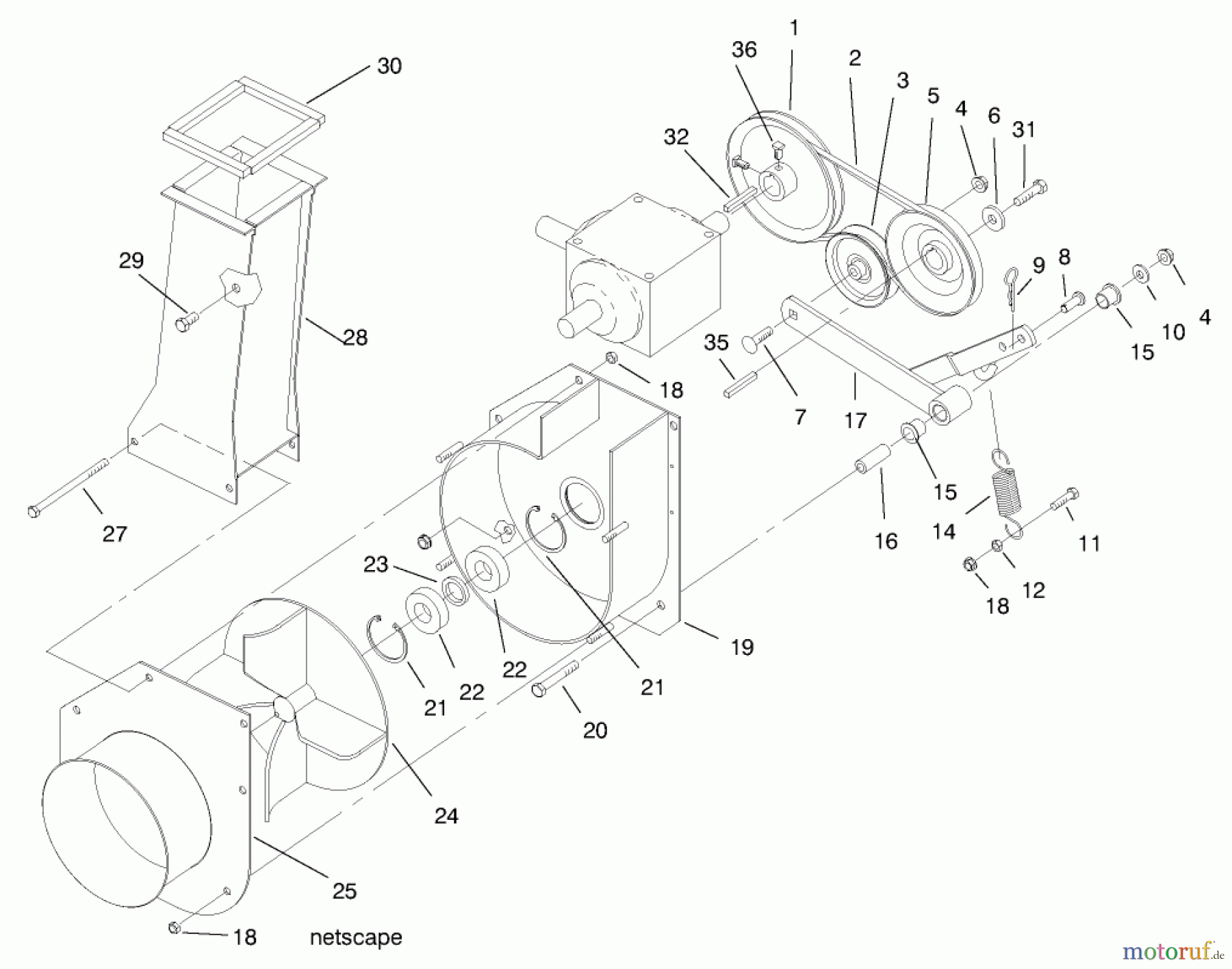  Zerto-Turn Mäher 74191 (Z320) - Toro Z Master 122cm Mower and Bagger (SN: 890160 - 895000) (1998) BLOWER ASSEMBLY