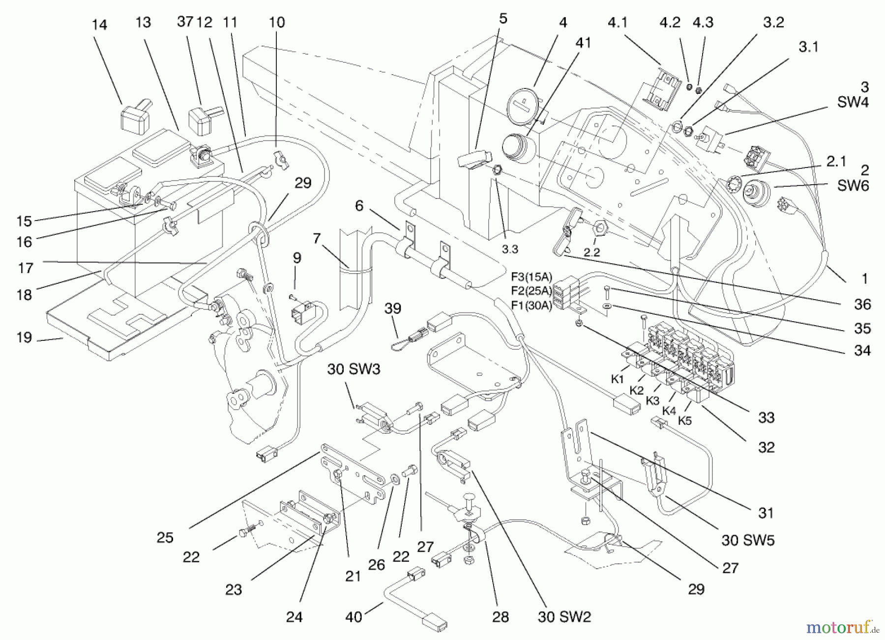  Zerto-Turn Mäher 74191 (Z320) - Toro Z Master 122cm Mower and Bagger (SN: 890160 - 895000) (1998) ELECTRICAL SYSTEM