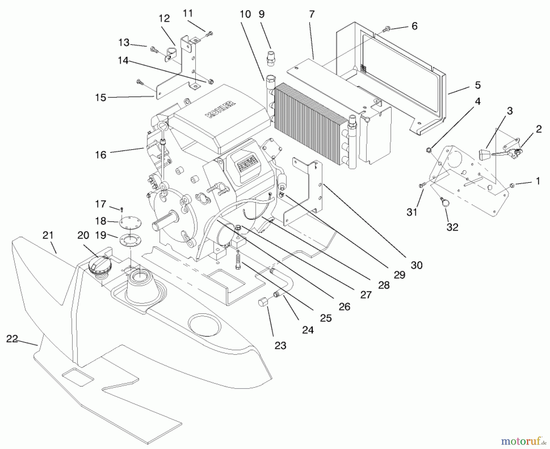  Zerto-Turn Mäher 74191 (Z320) - Toro Z Master 122cm Mower and Bagger (SN: 890160 - 895000) (1998) ENGINE & FUEL TANK