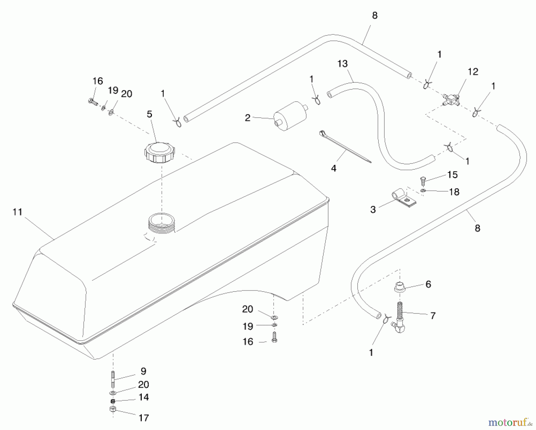  Zerto-Turn Mäher 74200 (Z252) - Toro Z Master Mower (SN: 890001 - 899999) (1998) FUEL TANK