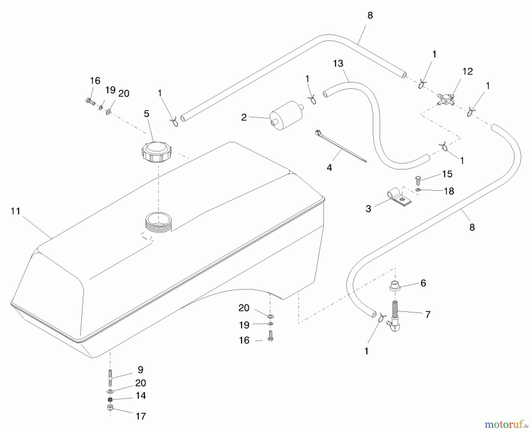  Zerto-Turn Mäher 74201 (Z255) - Toro Z Master Mower (SN: 890001 - 899999) (1998) FUEL TANK