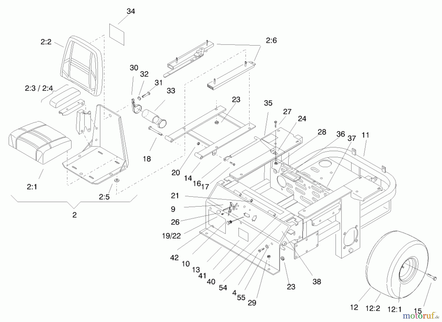  Zerto-Turn Mäher 74201 (Z255) - Toro Z Master Mower (SN: 890001 - 899999) (1998) MAIN FRAME