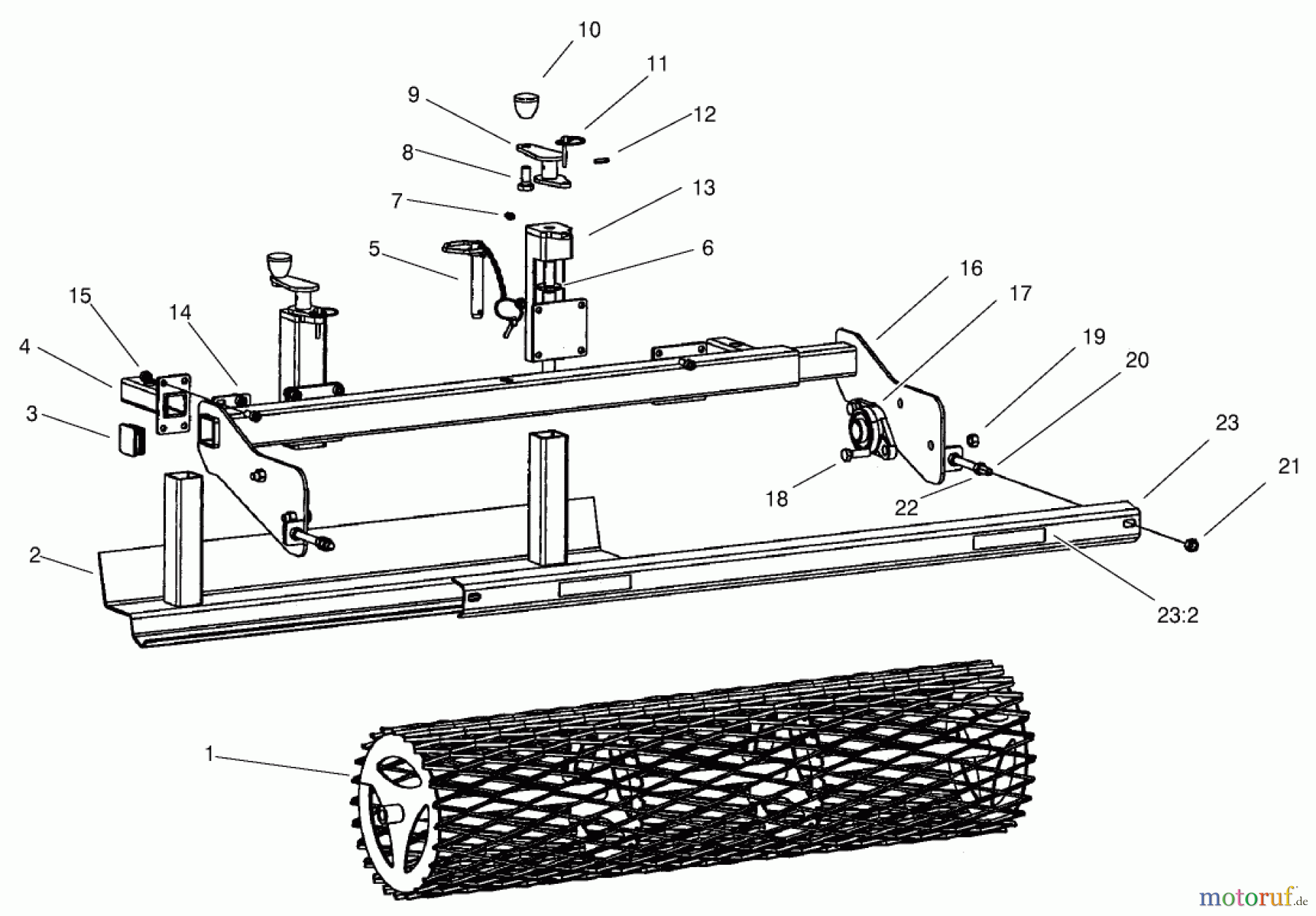  Compact Utility Attachments 23101 - Toro Soil Cultivator, Compact Utility Loaders (SN: 210000001 - 210999999) (2001) SCRAPER AND ROLLER ASSEMBLY