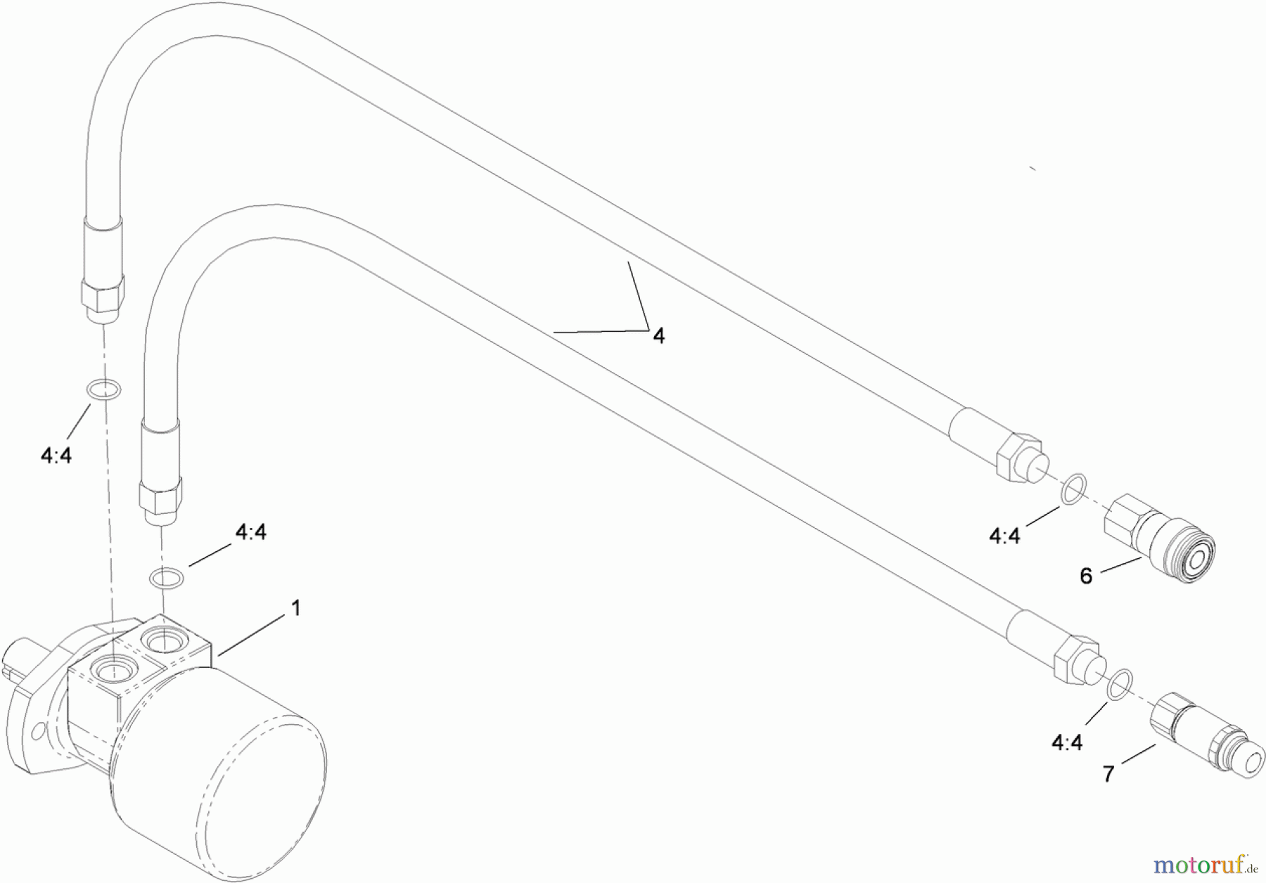  Compact Utility Attachments 23102 - Toro Soil Cultivator, Compact Utility Loaders (SN: 311000001 - 311999999) (2011) HYDRAULIC HOSE AND MOTOR ASSEMBLY