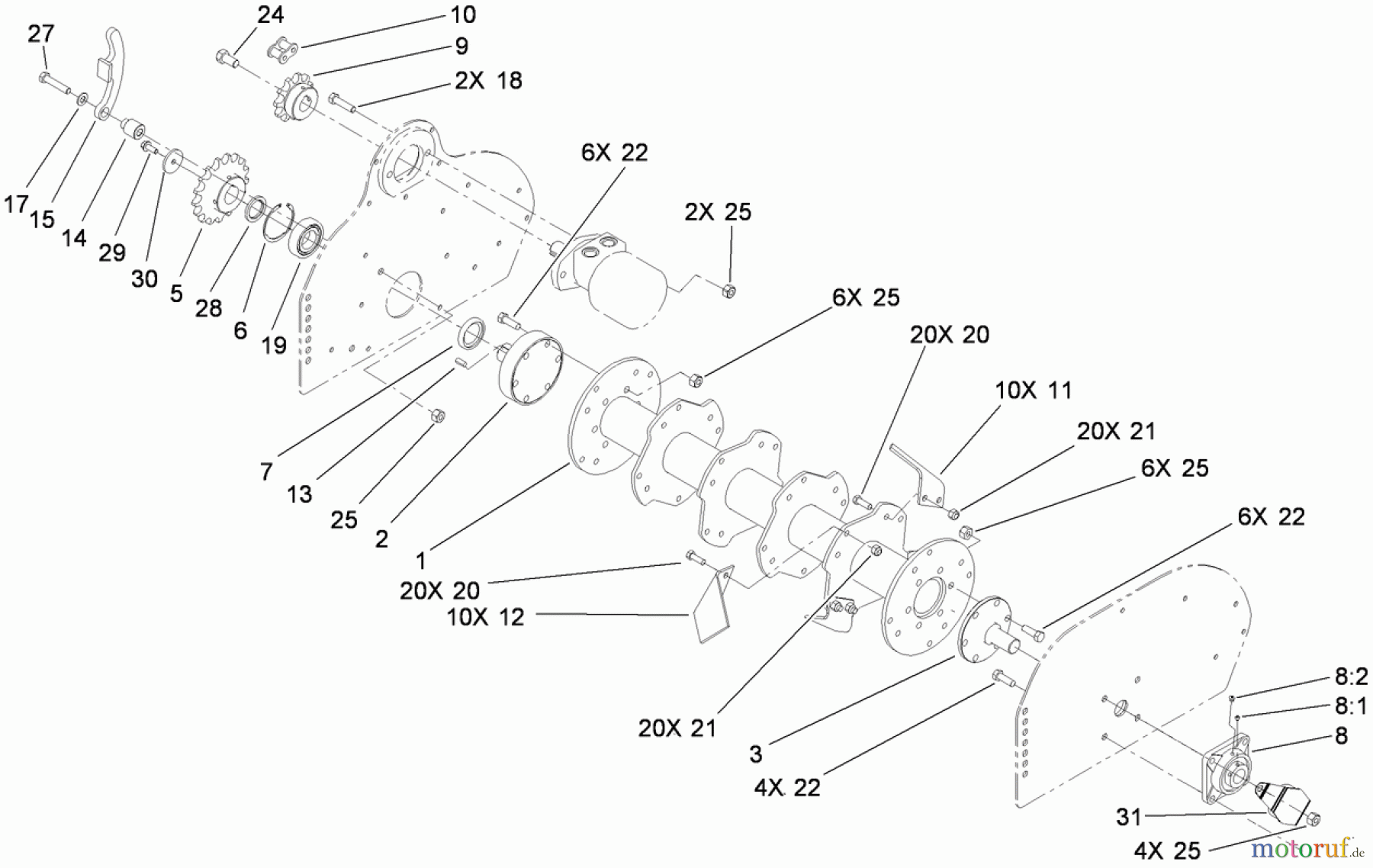  Compact Utility Attachments 23102 - Toro Soil Cultivator, Compact Utility Loaders (SN: 280000001 - 280999999) (2008) ROTOR BLADE DRIVE ASSEMBLY