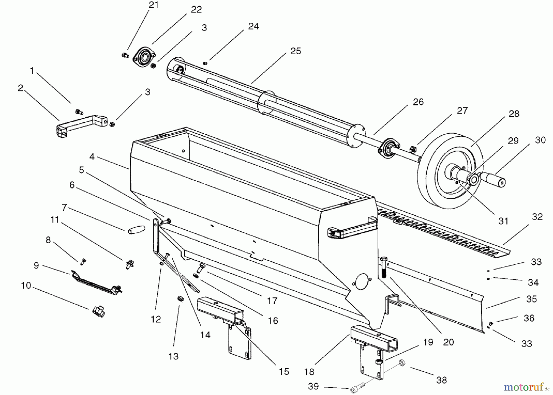  Compact Utility Attachments 23120 - Toro Seeder Box Kit, Soil Cultivator Attachment for Compact Utility Loader SEEDER BOX ASSEMBLY