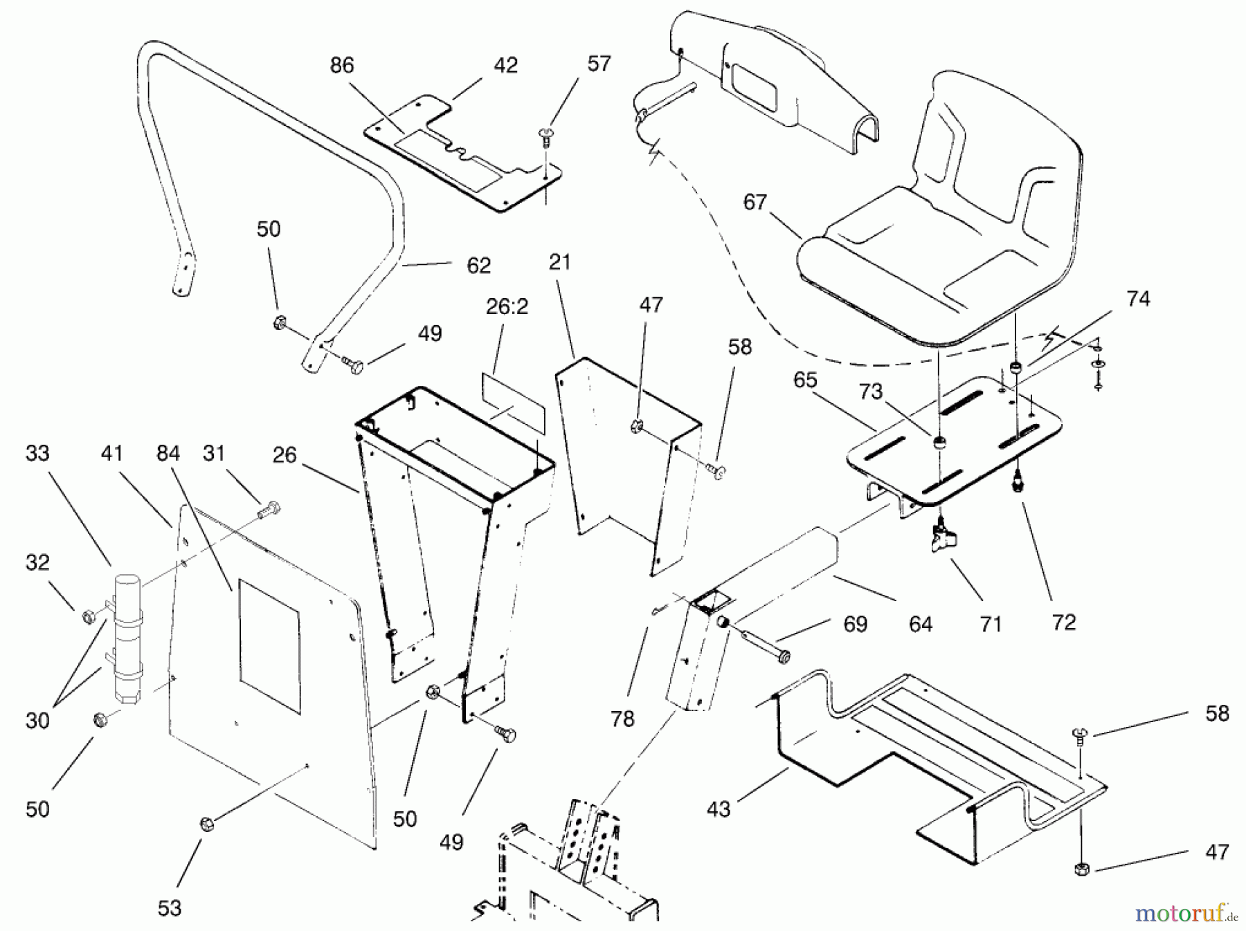  Compact Utility Attachments 23160 - Toro Backhoe, Dingo Compact Utility Loader (SN: 200000001 - 200999999) (2000) SEAT AND MOUNTING ASSEMBLY