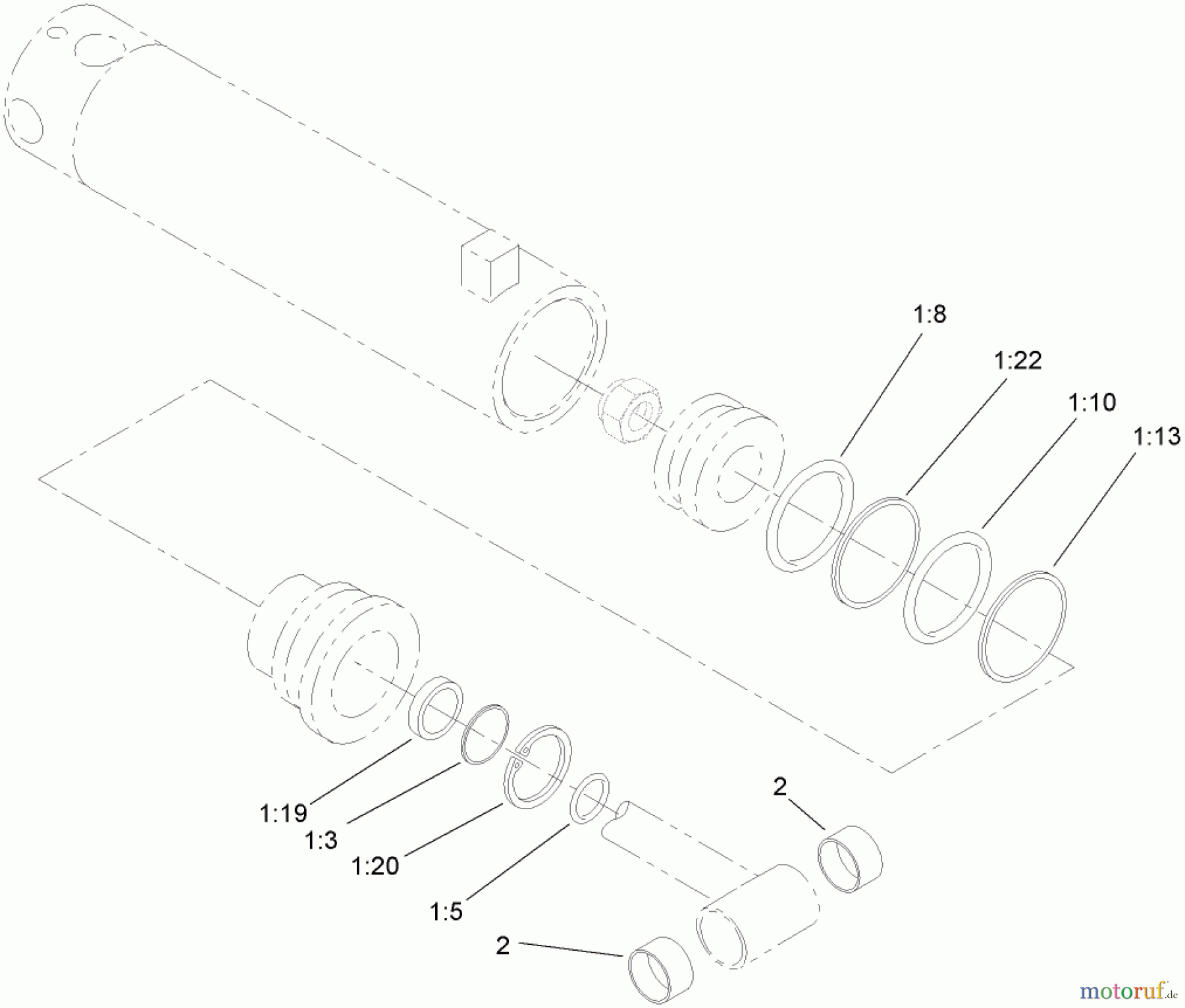  Compact Utility Attachments 23163 - Toro Backhoe, Dingo Compact Utility Loader (SN: 280000001 - 280999999) (2008) HYDRAULIC CYLINDER ASSEMBLY NO. 107-9473