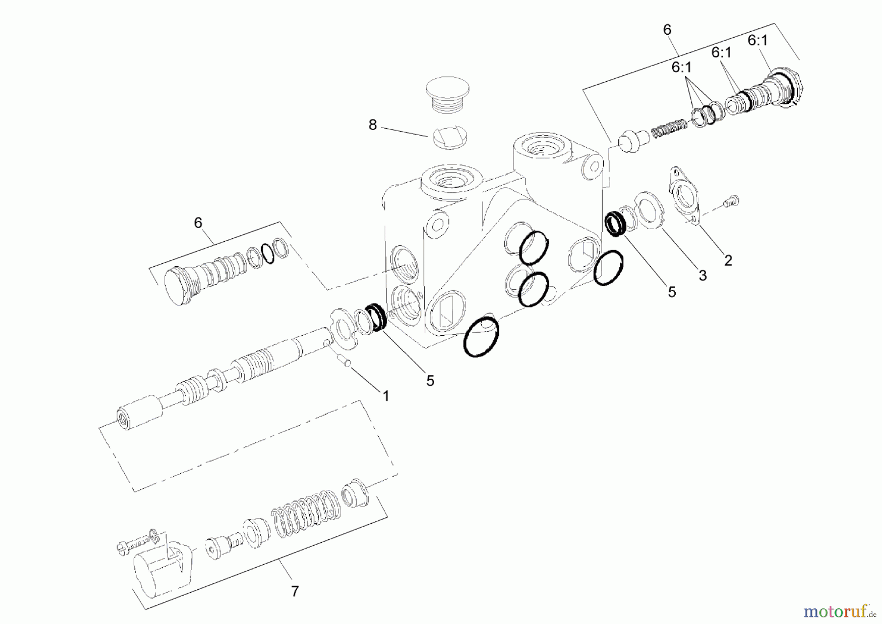  Compact Utility Attachments 23163 - Toro Backhoe, Dingo Compact Utility Loader (SN: 270000001 - 270999999) (2007) VALVE SECTION ASSEMBLY NO. 108-5697