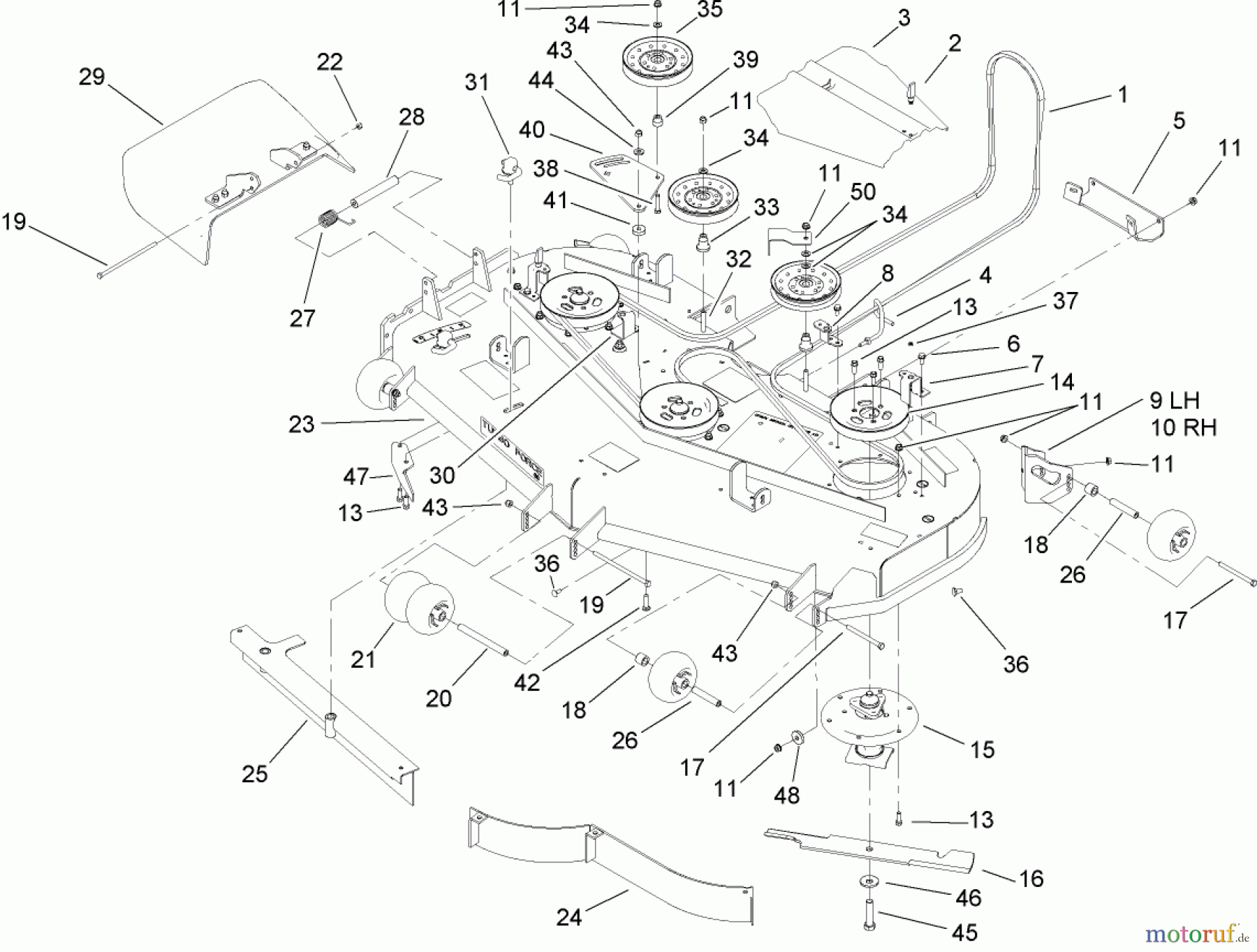  Zerto-Turn Mäher 74246TE (Z557) - Toro Z Master Mower, 152cm TURBO FORCE Side Discharge Deck (SN: 260000001 - 260999999) (2006) DECK ASSEMBLY