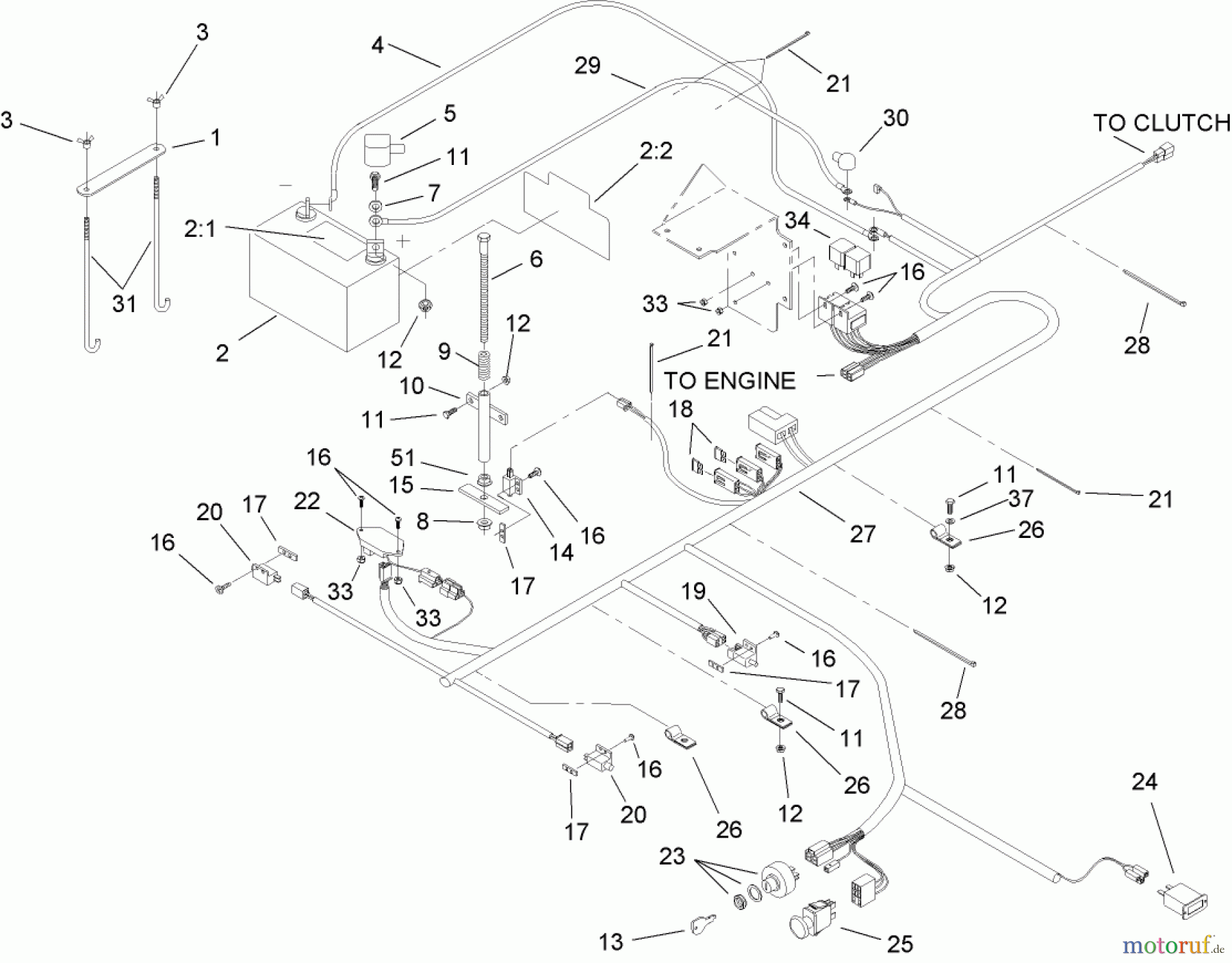  Zerto-Turn Mäher 74246TE (Z557) - Toro Z Master Mower, 152cm TURBO FORCE Side Discharge Deck (SN: 260000001 - 260999999) (2006) ELECTRICAL ASSEMBLY