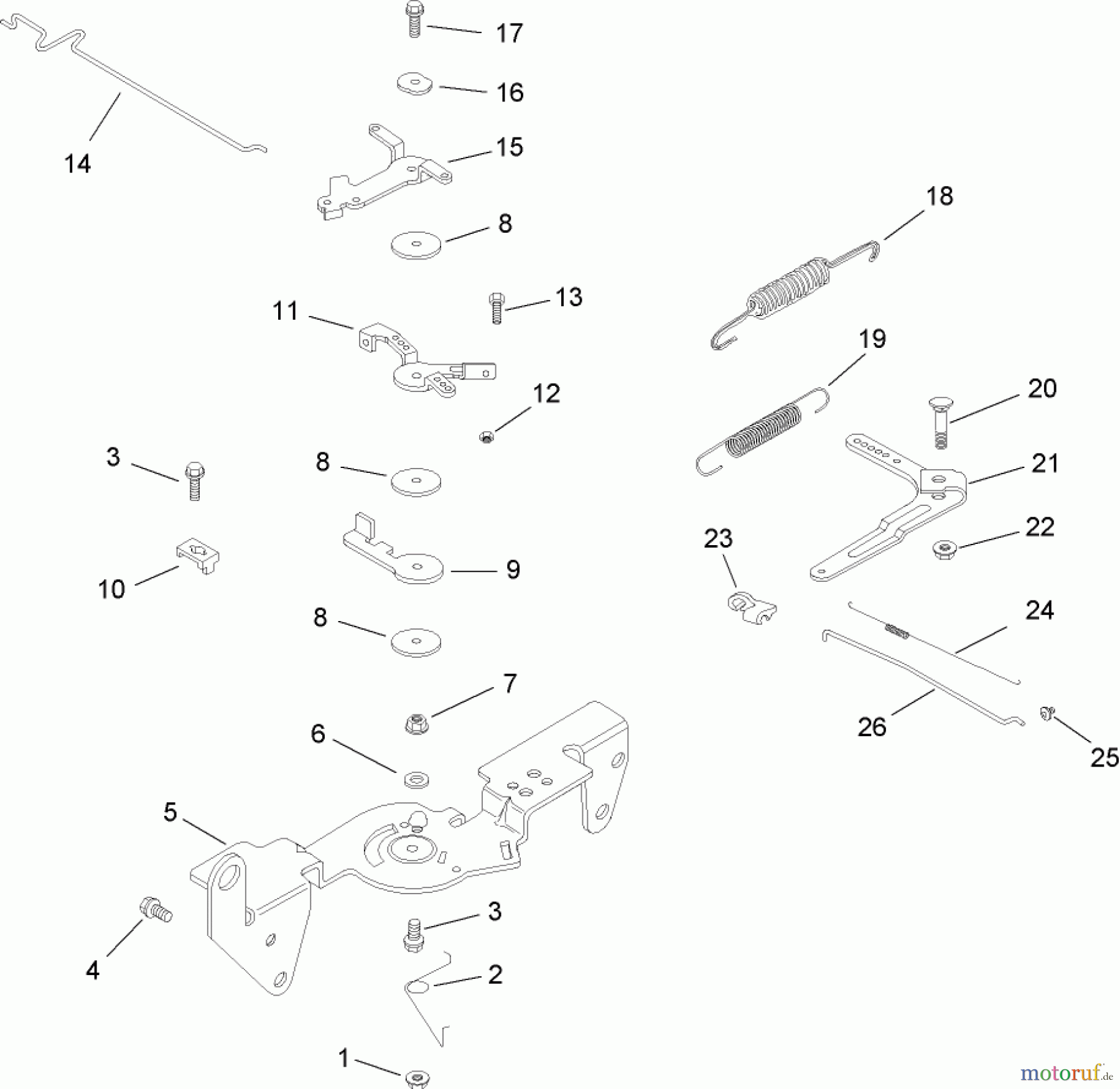  Zerto-Turn Mäher 74246TE (Z557) - Toro Z Master Mower, 152cm TURBO FORCE Side Discharge Deck (SN: 260000001 - 260999999) (2006) ENGINE CONTROL ASSEMBLY KOHLER CH740 0075