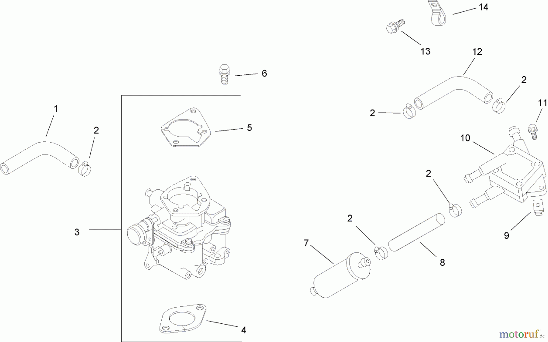  Zerto-Turn Mäher 74246TE (Z557) - Toro Z Master Mower, 152cm TURBO FORCE Side Discharge Deck (SN: 260000001 - 260999999) (2006) FUEL SYSTEM ASSEMBLY KOHLER CH740 0075