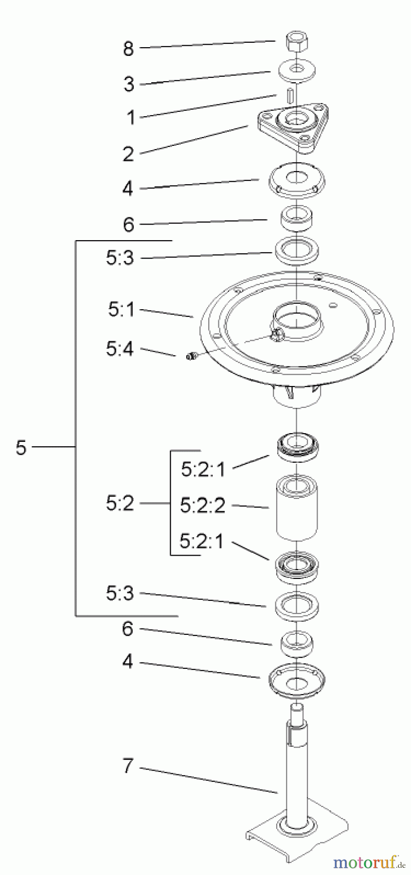  Zerto-Turn Mäher 74246TE (Z557) - Toro Z Master Mower, 152cm TURBO FORCE Side Discharge Deck (SN: 260000001 - 260999999) (2006) SPINDLE ASSEMBLY NO. 106-3217