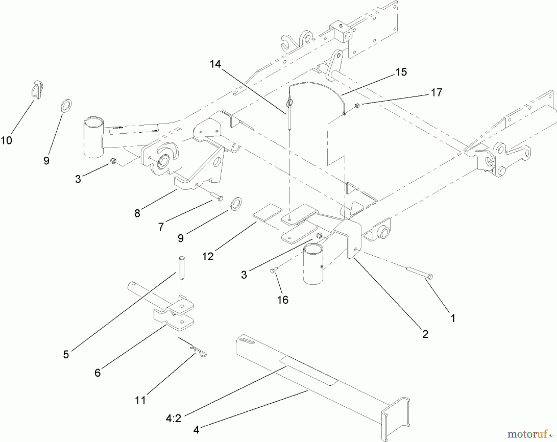  Zerto-Turn Mäher 74246TE (Z557) - Toro Z Master Mower, 152cm TURBO FORCE Side Discharge Deck (SN: 260000001 - 260999999) (2006) Z-STAND ASSEMBLY