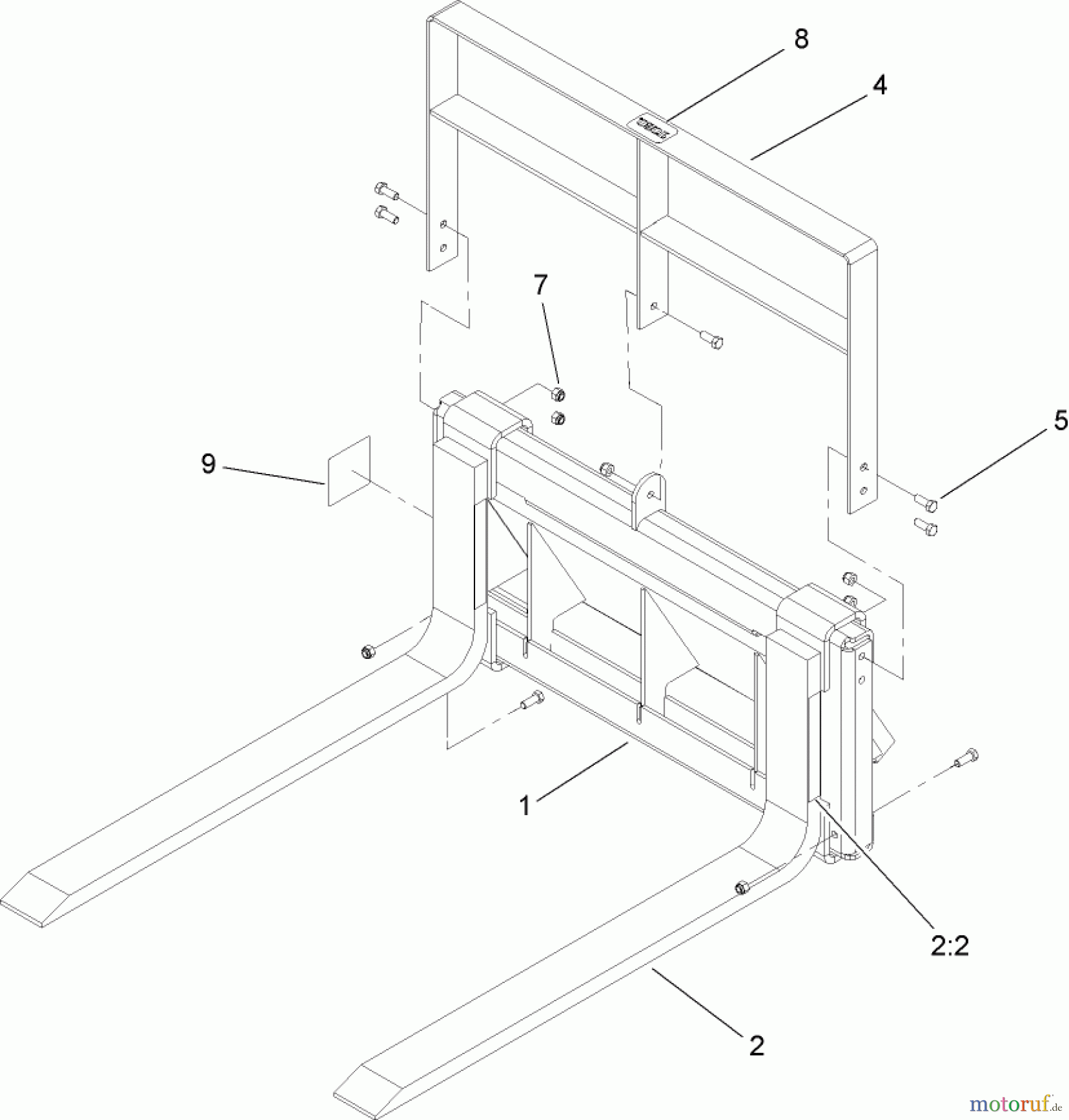  Compact Utility Attachments 23164 - Toro Adjustable Forks, Dingo Compact Utility Loaders (SN: 312000001 - 312999999) (2012) ADJUSTABLE FORKS ASSEMBLY