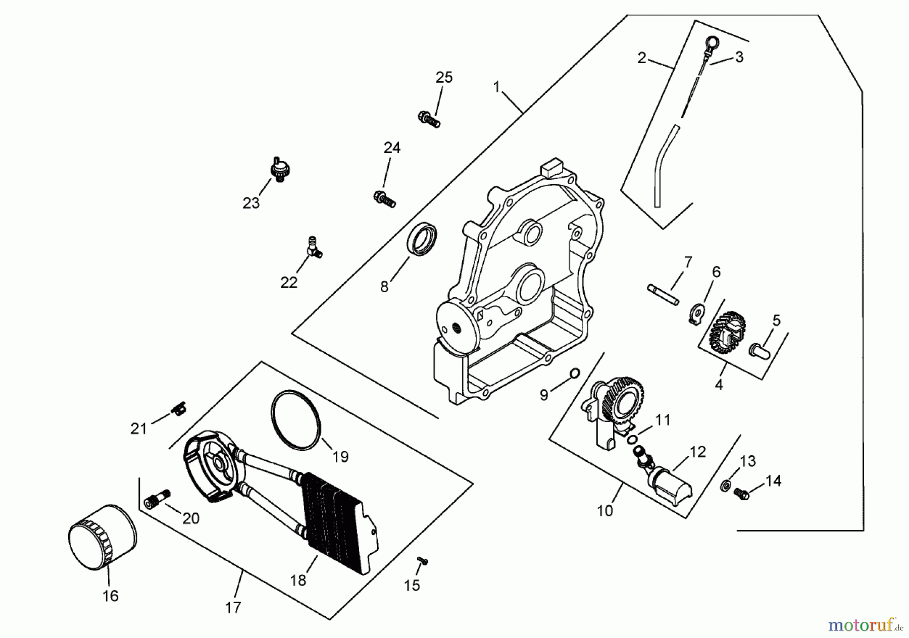  Zerto-Turn Mäher 74262TE (Z500) - Toro Z Master Mower, 152cm TURBO FORCE Side Discharge Deck (SN: 260000001 - 260999999) (2006) OIL PAN AND LUBRICATION ASSEMBLY KOHLER CH750-0010