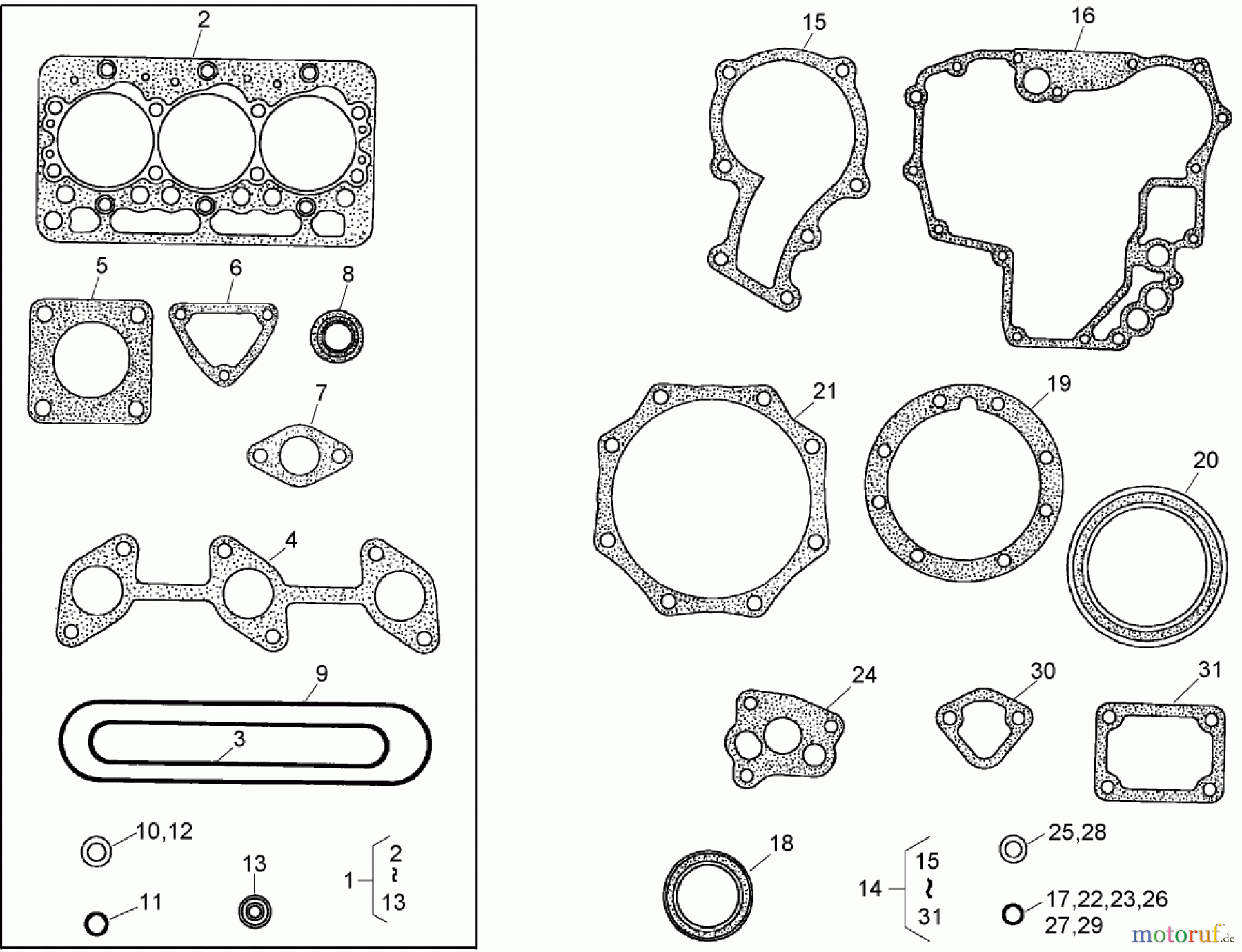  Zerto-Turn Mäher 74264TE (Z580-D) - Toro Z Master Mower, 132cm TURBO FORCE Side Discharge Deck (SN: 280000001 - 280999999) (2008) GASKET KIT