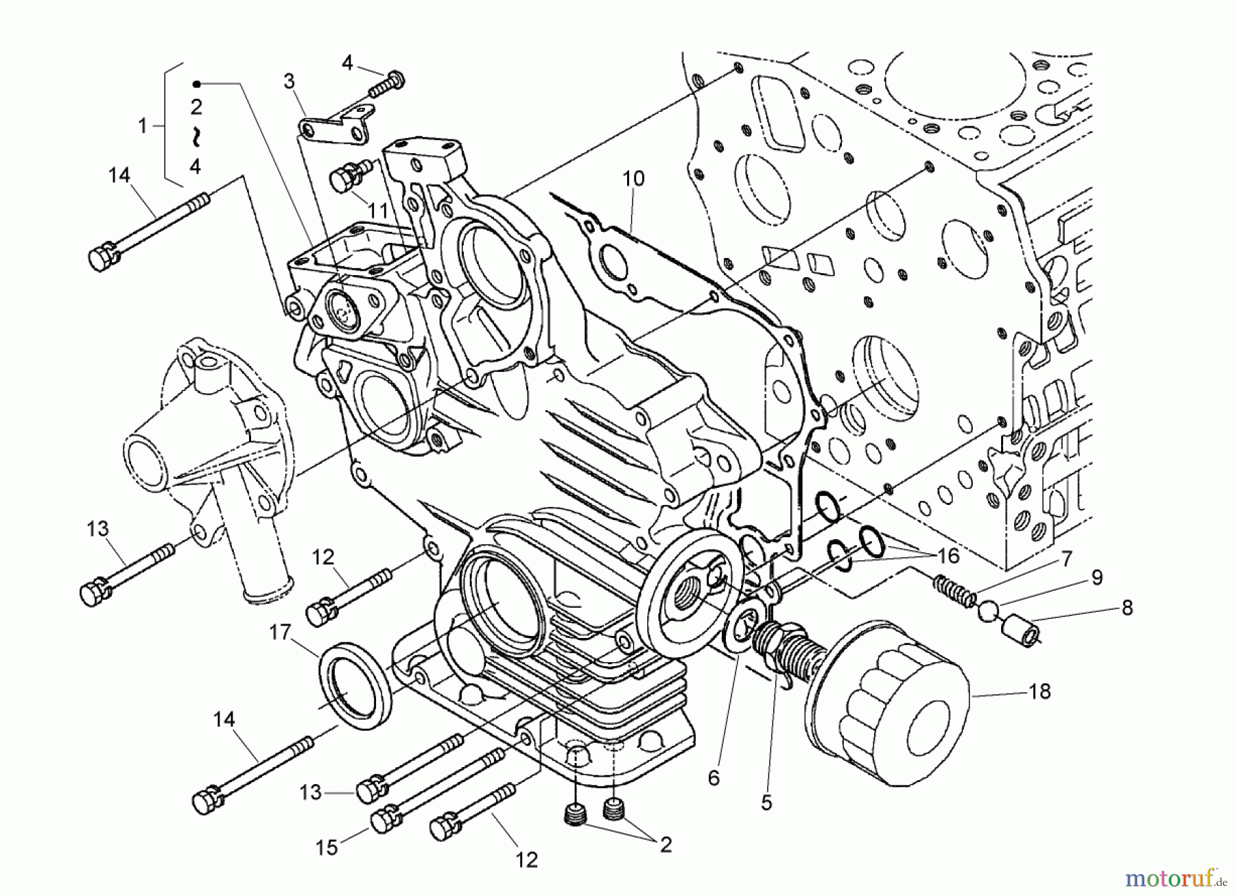  Zerto-Turn Mäher 74264TE (Z580-D) - Toro Z Master Mower, 132cm TURBO FORCE Side Discharge Deck (SN: 280000001 - 280999999) (2008) GEAR CASE AND OIL FILTER CARTRIDGE ASSEMBLY