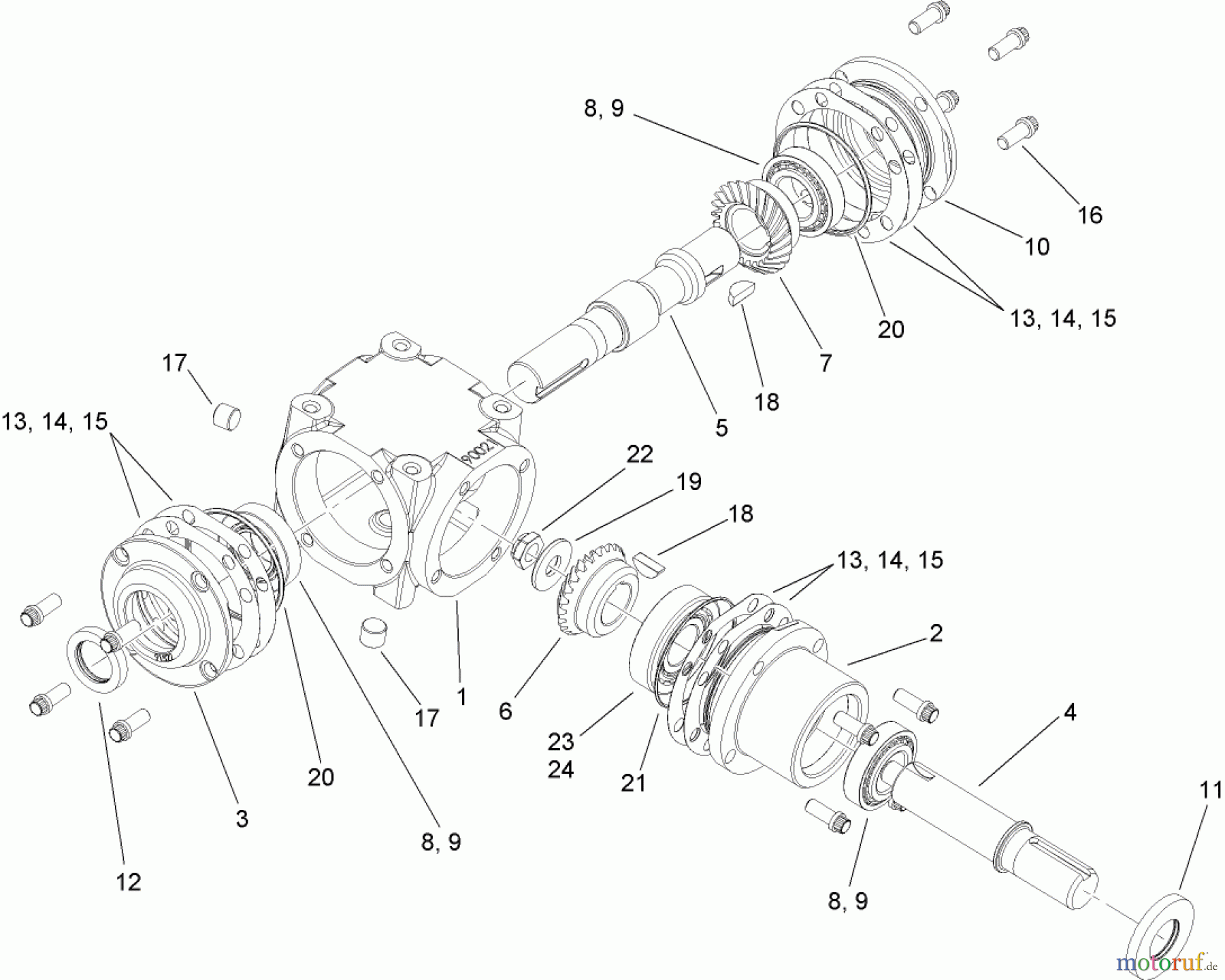  Zerto-Turn Mäher 74264TE (Z580-D) - Toro Z Master Mower, 132cm TURBO FORCE Side Discharge Deck (SN: 280000001 - 280999999) (2008) GEARBOX ASSEMBLY NO. 107-9887