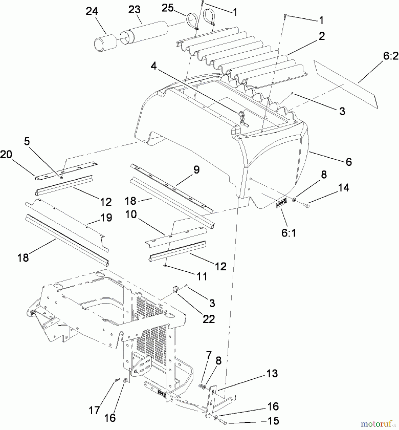  Zerto-Turn Mäher 74264TE (Z580-D) - Toro Z Master Mower, 132cm TURBO FORCE Side Discharge Deck (SN: 280000001 - 280999999) (2008) HOOD ASSEMBLY