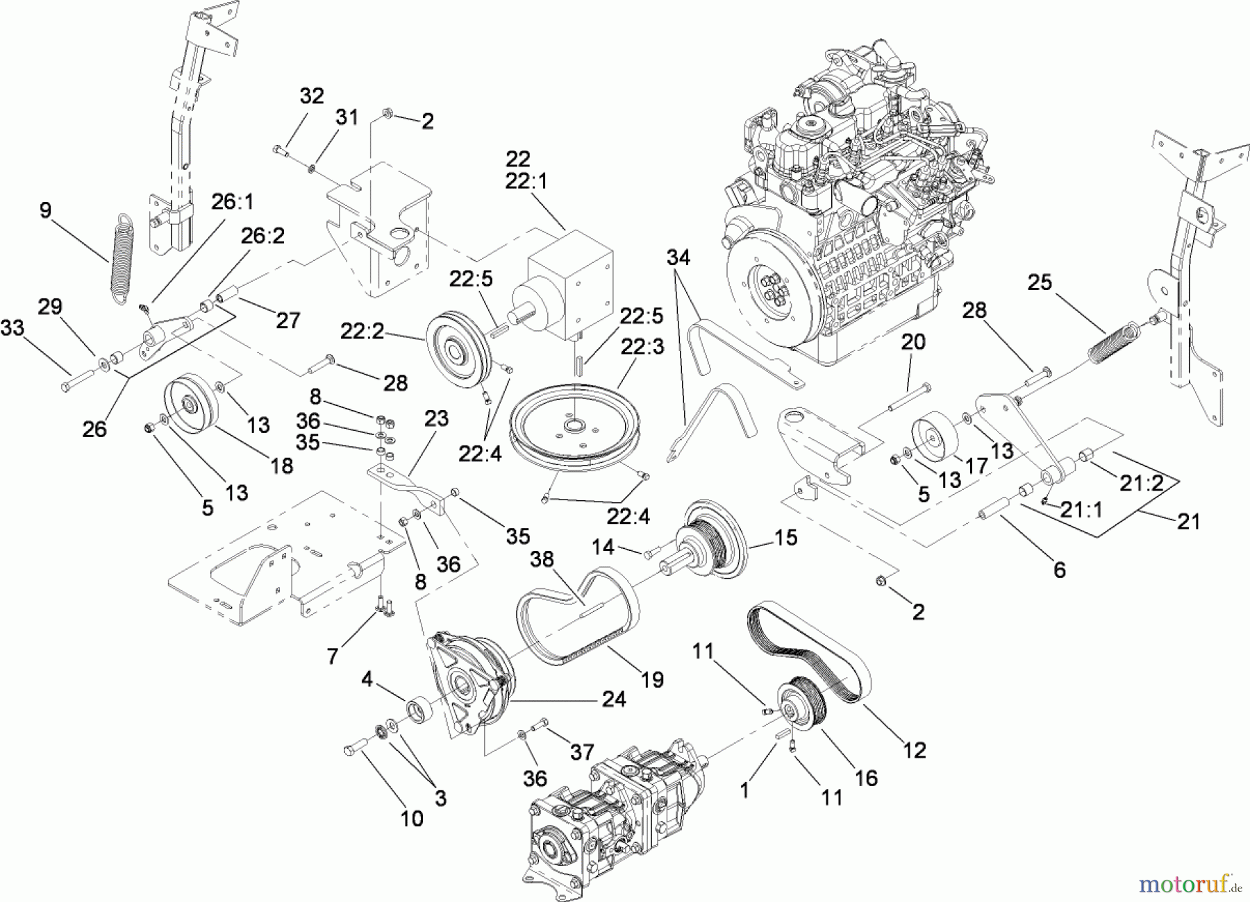  Zerto-Turn Mäher 74264TE (Z580-D) - Toro Z Master Mower, 132cm TURBO FORCE Side Discharge Deck (SN: 280000001 - 280999999) (2008) HYDRO AND GEARBOX ASSEMBLY