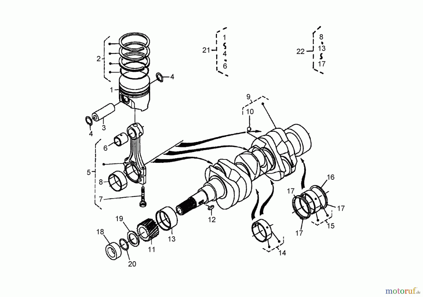  Zerto-Turn Mäher 74264TE (Z580-D) - Toro Z Master Mower, 132cm TURBO FORCE Side Discharge Deck (SN: 280000001 - 280999999) (2008) PISTON AND CRANKSHAFT ASSEMBLY