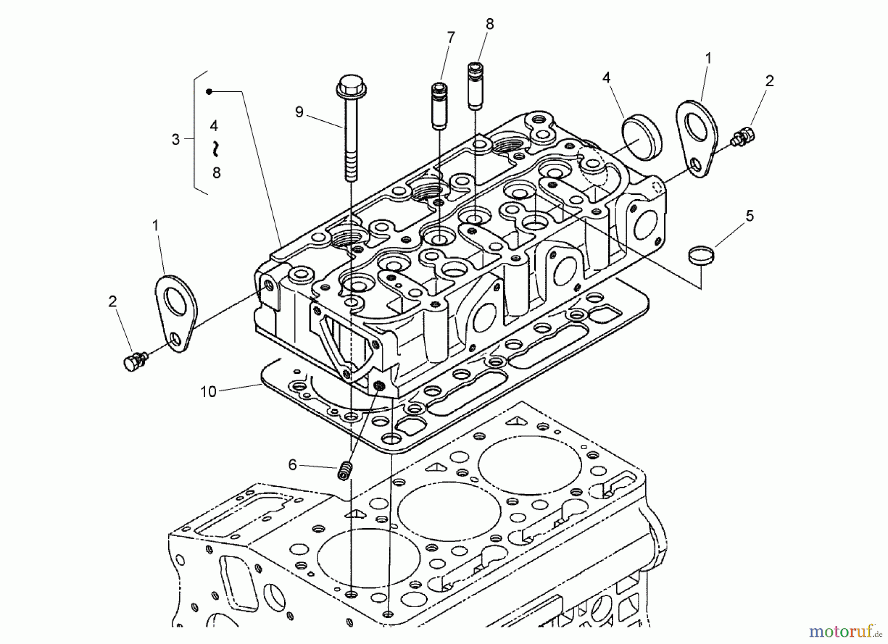  Zerto-Turn Mäher 74264TE (Z593-D) - Toro Z Master Mower, 132cm TURBO FORCE Side Discharge Deck (SN: 270000001 - 270999999) (2007) CYLINDER HEAD ASSEMBLY