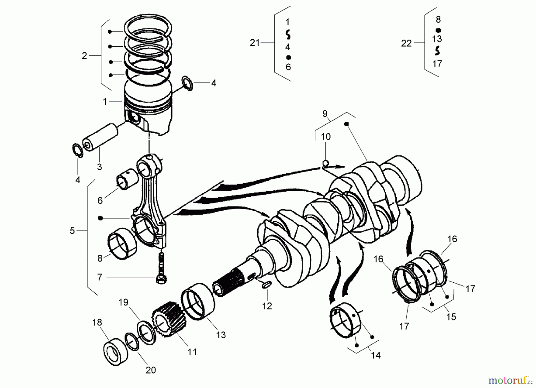  Zerto-Turn Mäher 74264TE (Z593-D) - Toro Z Master Mower, 132cm TURBO FORCE Side Discharge Deck (SN: 270000001 - 270999999) (2007) PISTON AND CRANKSHAFT ASSEMBLY