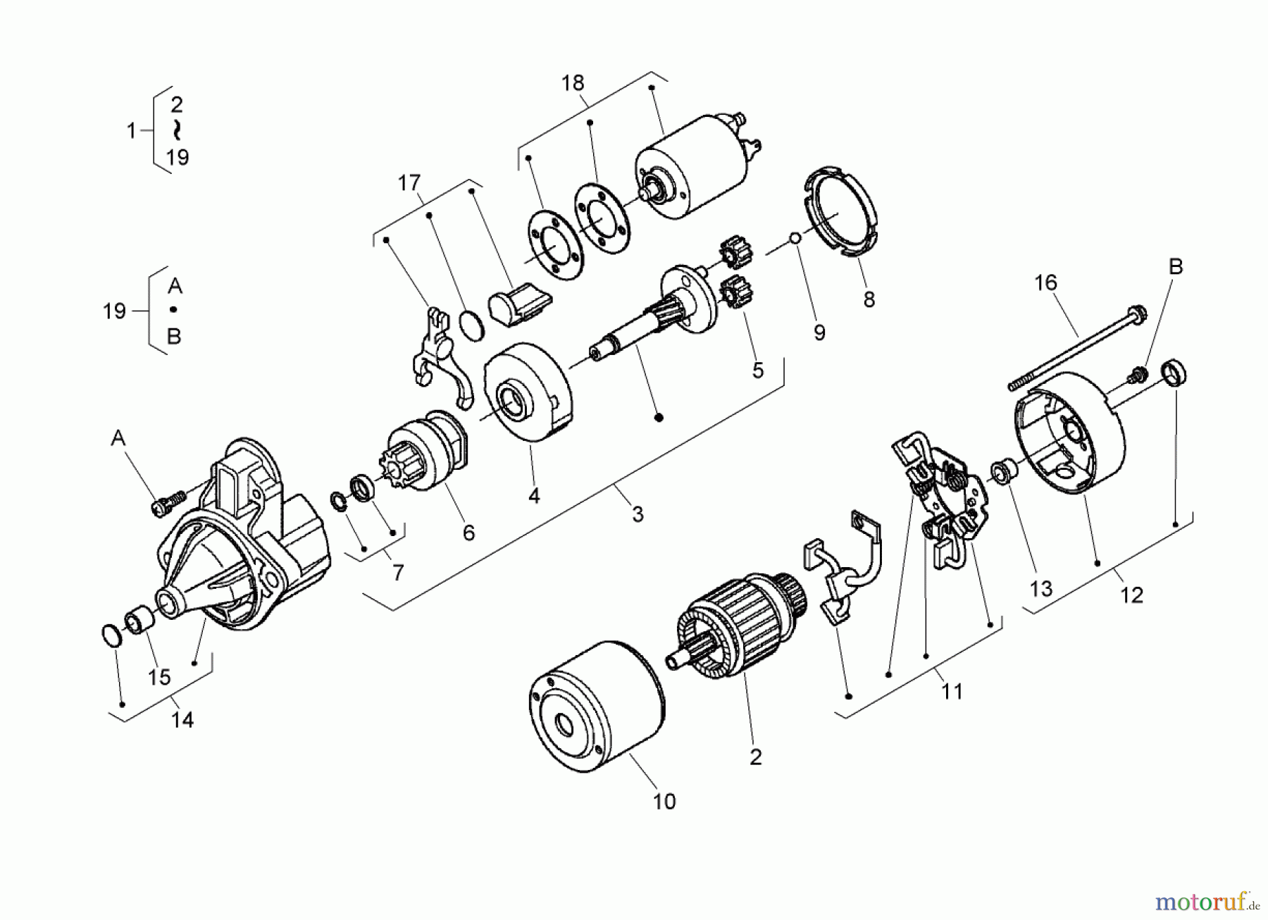  Zerto-Turn Mäher 74264TE (Z593-D) - Toro Z Master Mower, 132cm TURBO FORCE Side Discharge Deck (SN: 270000001 - 270999999) (2007) STARTER ASSEMBLY