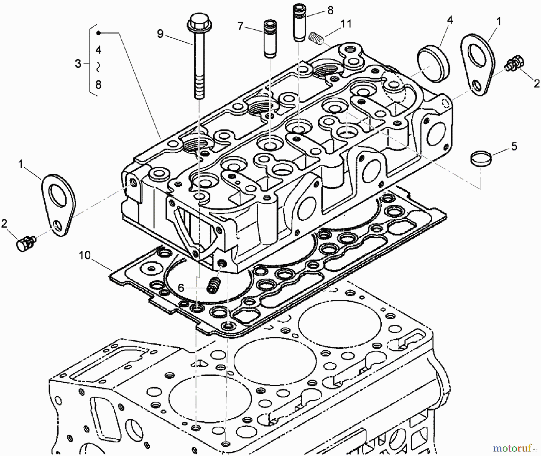  Zerto-Turn Mäher 74265TE (Z580-D) - Toro Z Master Mower, 152cm TURBO FORCE Side Discharge Deck (SN: 290000001 - 290999999) (2009) CYLINDER HEAD ASSEMBLY