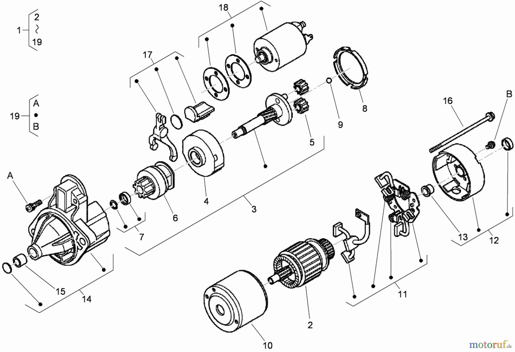  Zerto-Turn Mäher 74265TE (Z580-D) - Toro Z Master Mower, 152cm TURBO FORCE Side Discharge Deck (SN: 290000001 - 290999999) (2009) STARTER COMPONENTS ASSEMBLY