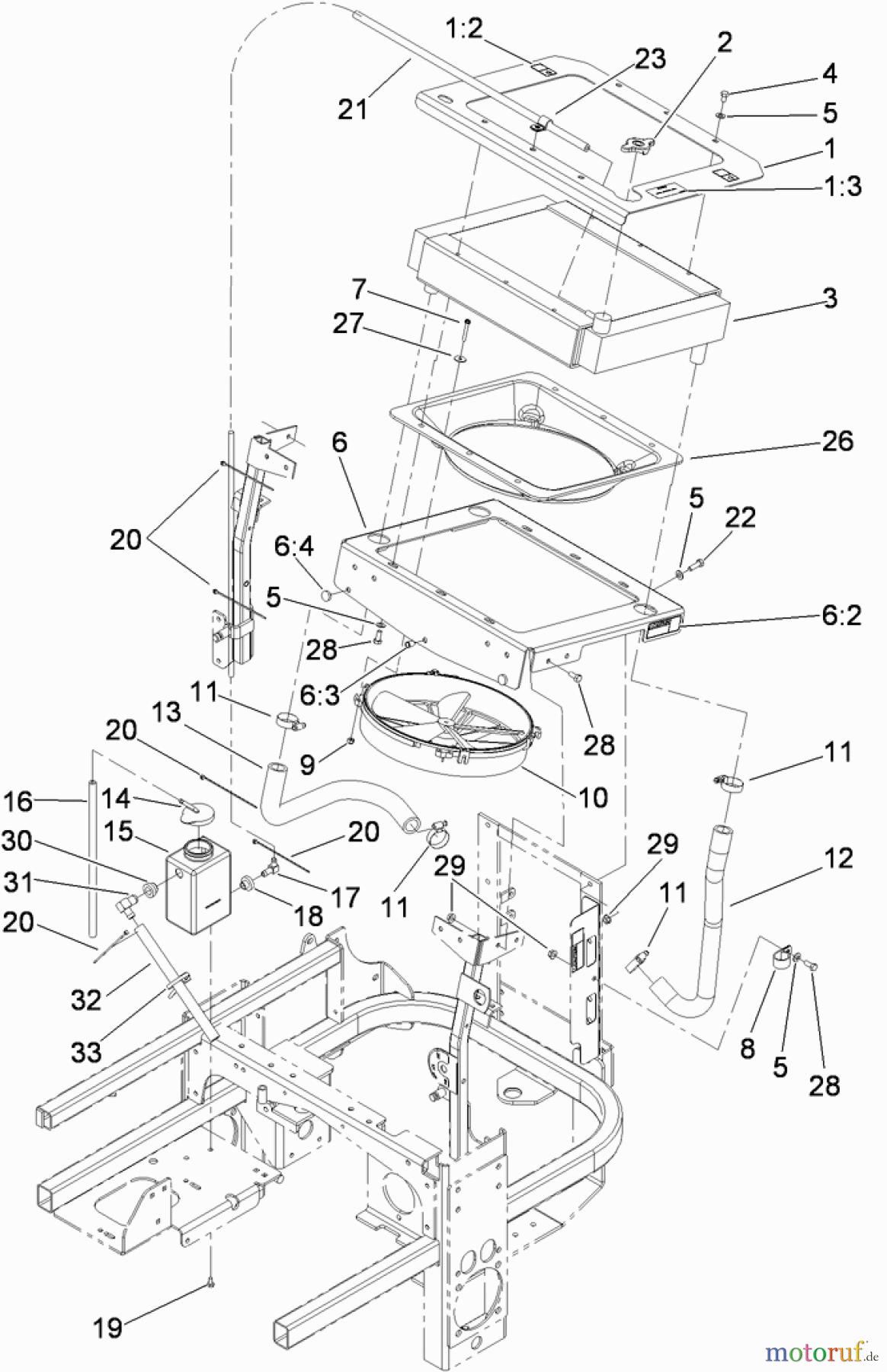  Zerto-Turn Mäher 74265TE (Z580-D) - Toro Z Master Mower, 152cm TURBO FORCE Side Discharge Deck (SN: 310000001 - 310999999) (2010) COOLING SYSTEM ASSEMBLY