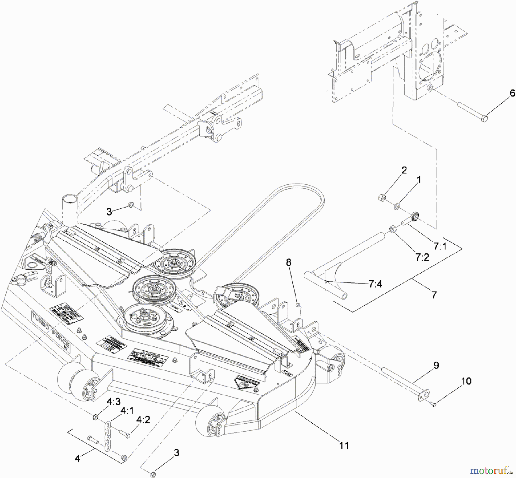  Zerto-Turn Mäher 74265TE (Z580-D) - Toro Z Master Mower, 152cm TURBO FORCE Side Discharge Deck (SN: 310000001 - 310999999) (2010) DECK CONNECTION ASSEMBLY