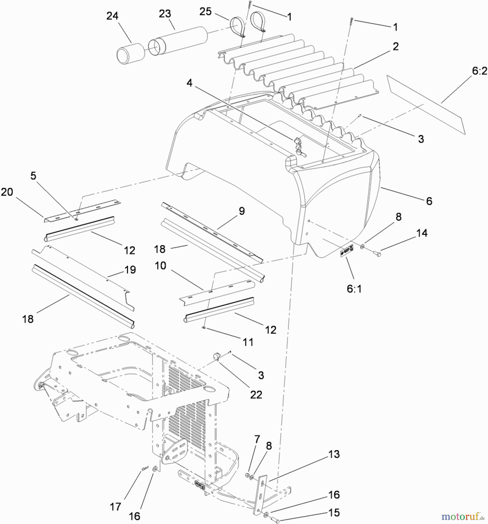  Zerto-Turn Mäher 74265TE (Z580-D) - Toro Z Master Mower, 152cm TURBO FORCE Side Discharge Deck (SN: 310000001 - 310999999) (2010) HOOD ASSEMBLY