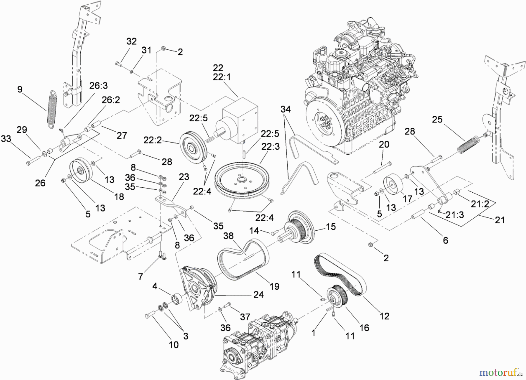  Zerto-Turn Mäher 74265TE (Z580-D) - Toro Z Master Mower, 152cm TURBO FORCE Side Discharge Deck (SN: 311000001 - 311999999) (2011) HYDRO AND GEARBOX ASSEMBLY