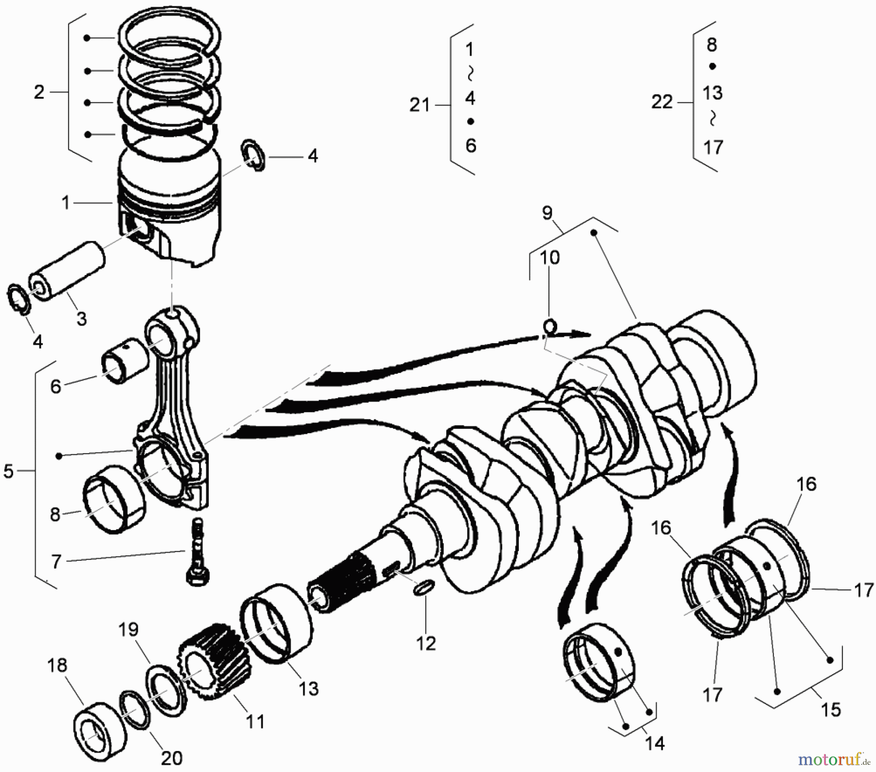  Zerto-Turn Mäher 74265TE (Z580-D) - Toro Z Master Mower, 152cm TURBO FORCE Side Discharge Deck (SN: 311000001 - 311999999) (2011) PISTON AND CRANKSHAFT ASSEMBLY