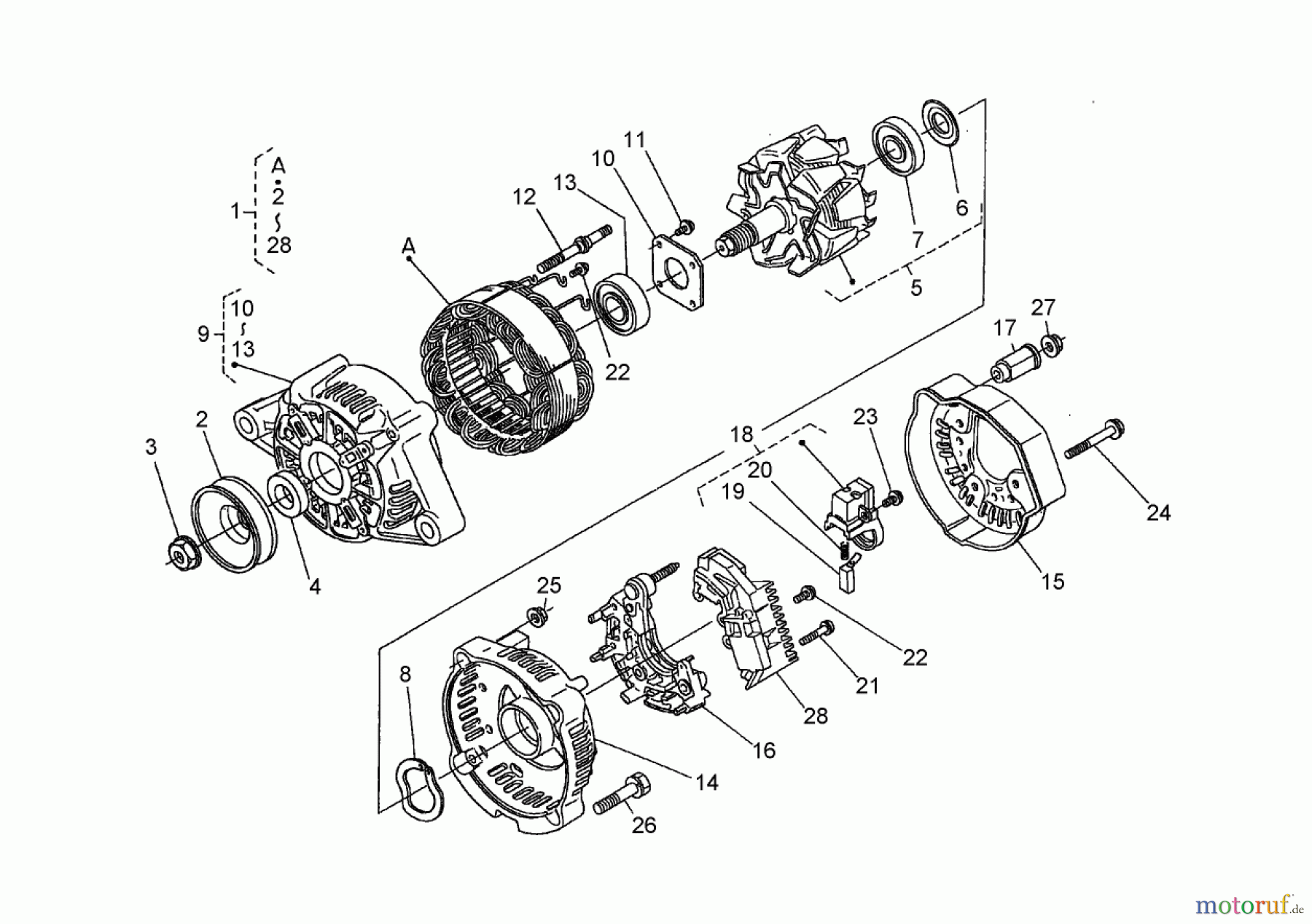  Zerto-Turn Mäher 74265TE (Z593-D) - Toro Z Master Mower, 152cm TURBO FORCE Side Discharge Deck (SN: 260000001 - 260999999) (2006) ALTERNATOR ASSEMBLY