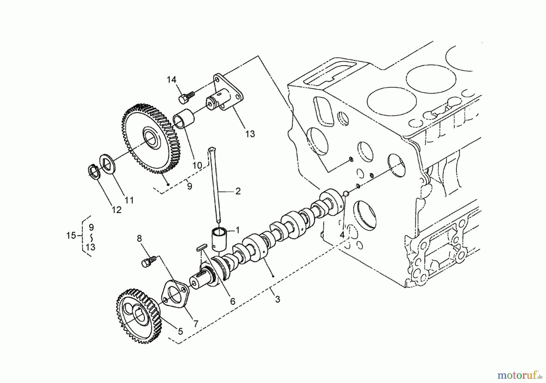  Zerto-Turn Mäher 74265TE (Z593-D) - Toro Z Master Mower, 152cm TURBO FORCE Side Discharge Deck (SN: 260000001 - 260999999) (2006) CAMSHAFT AND IDLE GEAR SHAFT ASSEMBLY