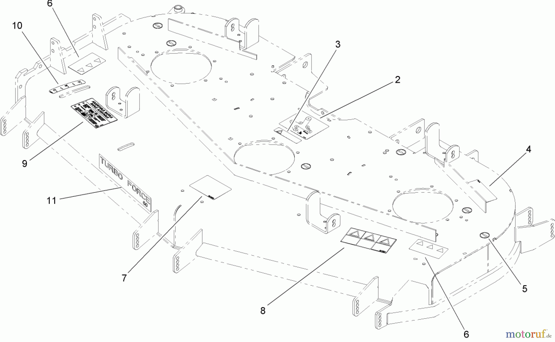  Zerto-Turn Mäher 74265TE (Z593-D) - Toro Z Master Mower, 152cm TURBO FORCE Side Discharge Deck (SN: 260000001 - 260999999) (2006) DECK ASSEMBLY NO. 108-5944