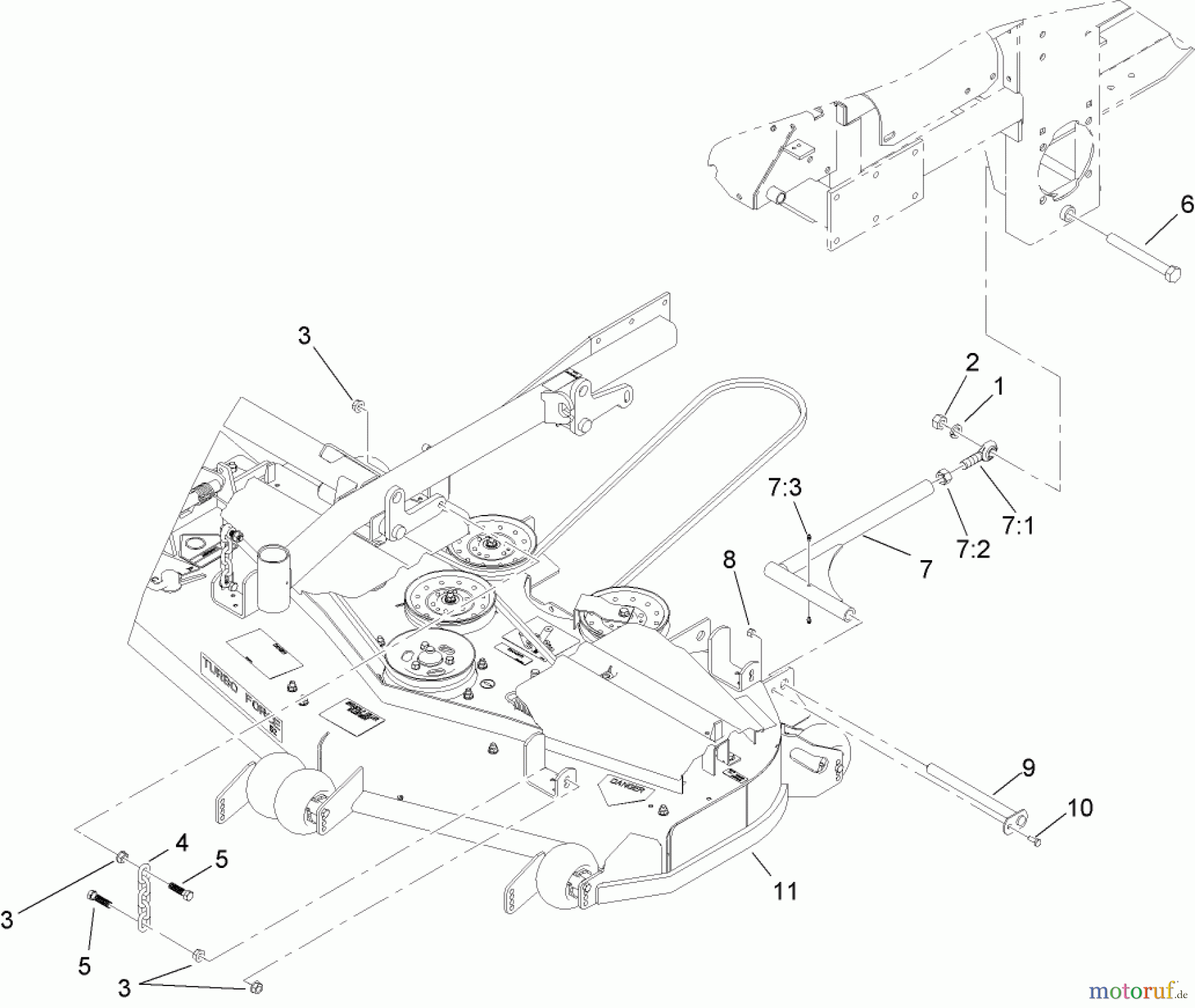  Zerto-Turn Mäher 74265TE (Z593-D) - Toro Z Master Mower, 152cm TURBO FORCE Side Discharge Deck (SN: 260000001 - 260999999) (2006) DECK CONNECTION ASSEMBLY