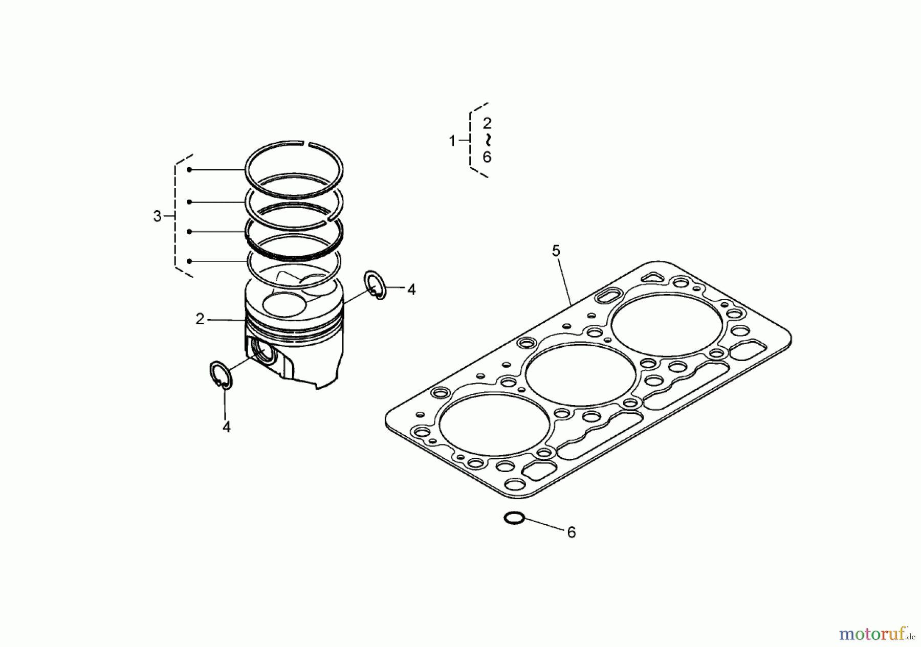  Zerto-Turn Mäher 74265TE (Z593-D) - Toro Z Master Mower, 152cm TURBO FORCE Side Discharge Deck (SN: 260000001 - 260999999) (2006) PISTON KIT ASSEMBLY