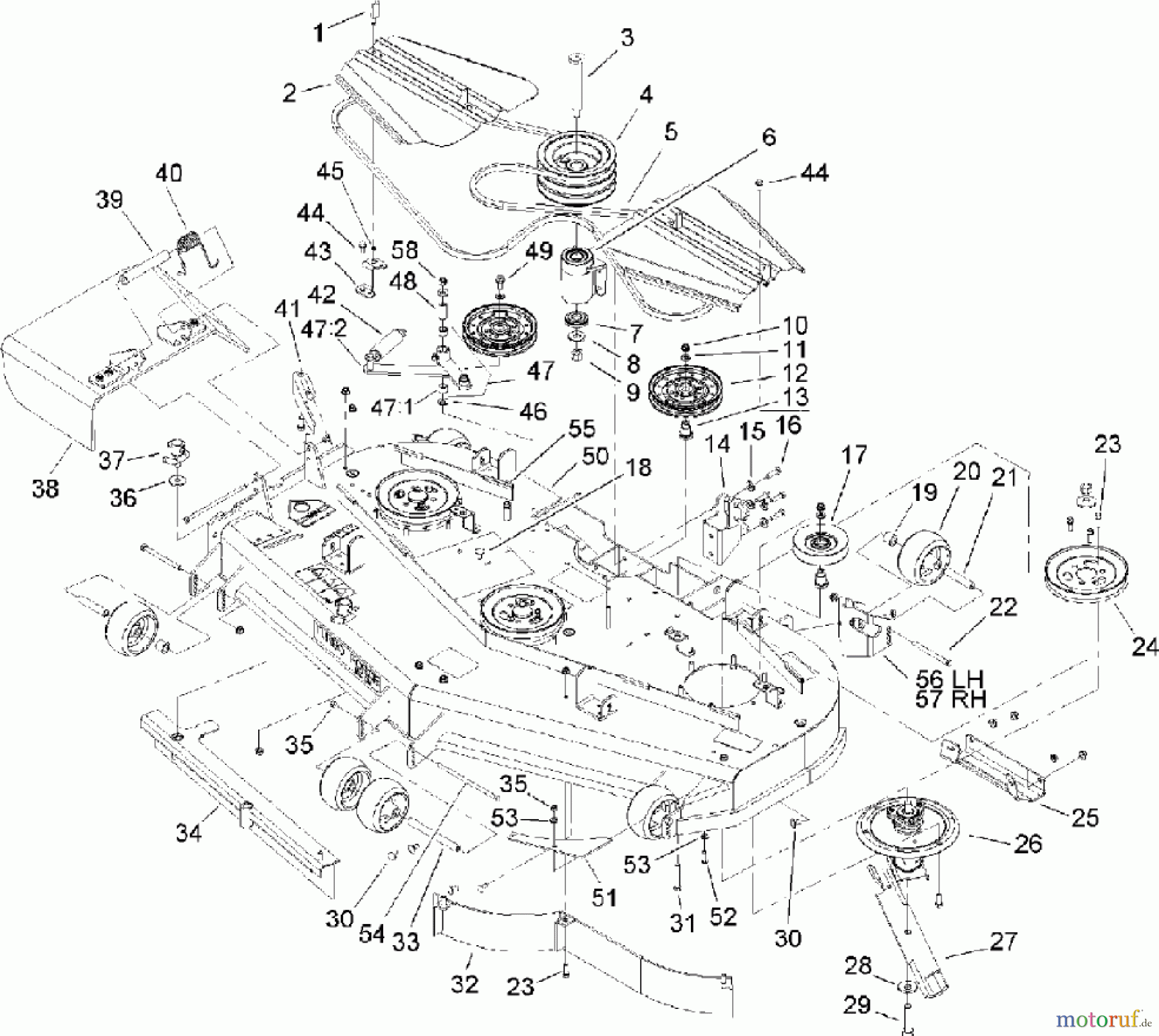  Zerto-Turn Mäher 74268TE (Z597-D) - Toro Z Master Mower, 152cm TURBO FORCE Side Discharge Deck (SN: 240000001 - 240999999) (2004) DECK ASSEMBLY