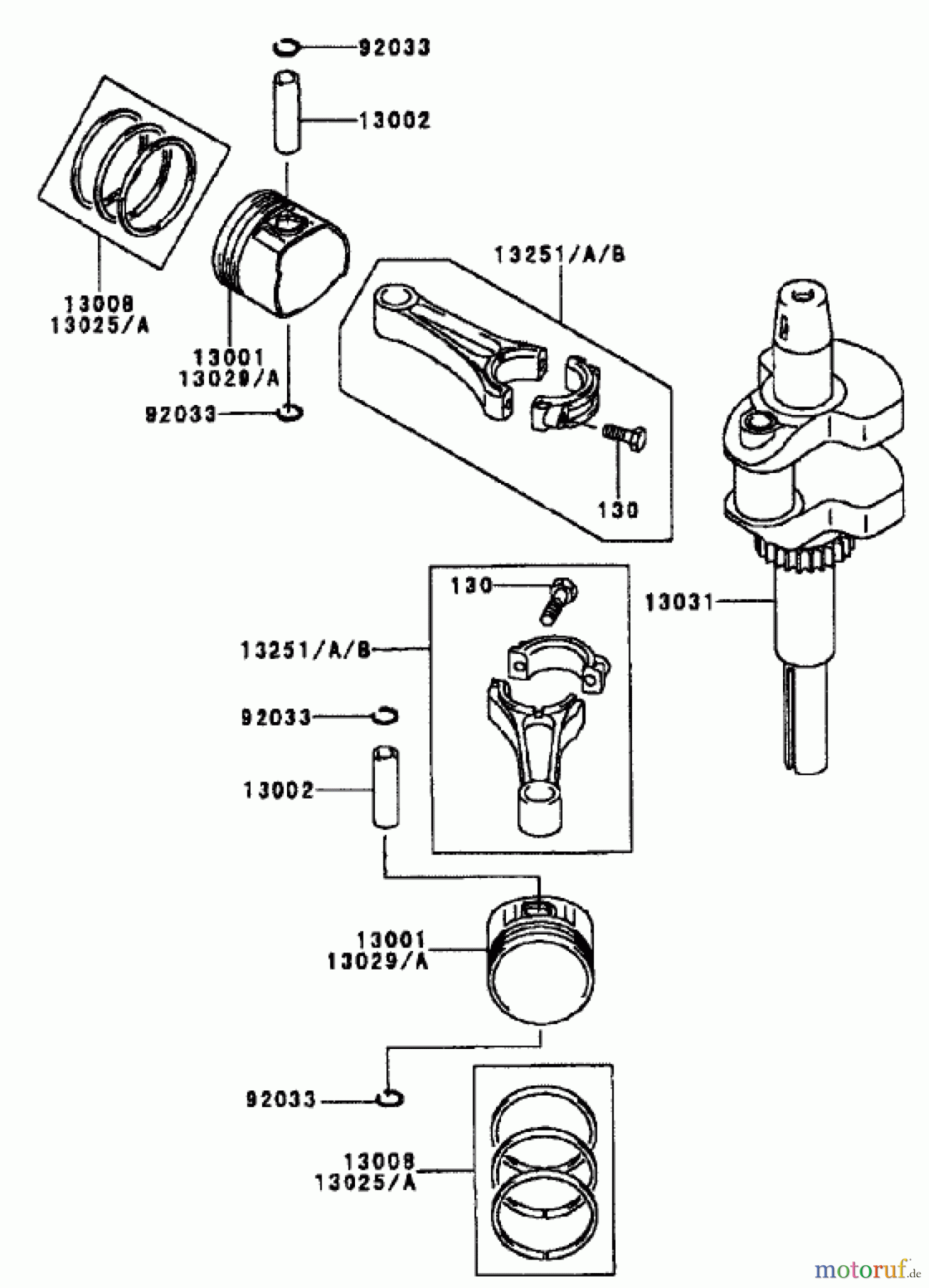  Zerto-Turn Mäher 74270 (Z147) - Toro Z Master Mower, 112cm SFS Side Discharge Deck (SN: 210000001 - 210999999) (2001) PISTON/CRANKSHAFT ASSEMBLY KAWASAKI FH500V-DS10