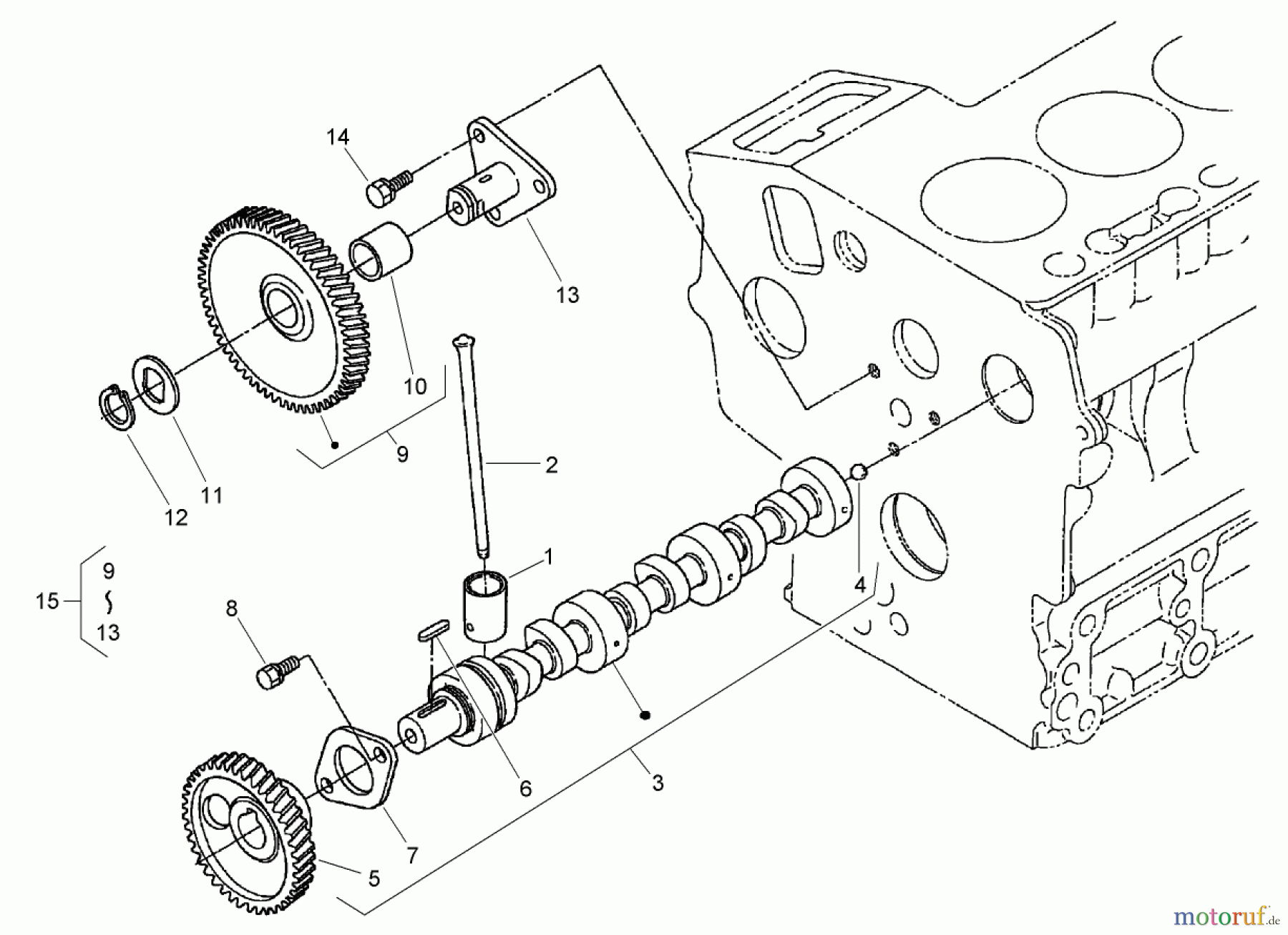  Zerto-Turn Mäher 74279TE (Z580-D) - Toro Z Master Mower, 52 Rear Discharge Deck (SN: 280000001 - 280999999) (2008) CAMSHAFT AND IDLE GEAR SHAFT ASSEMBLY