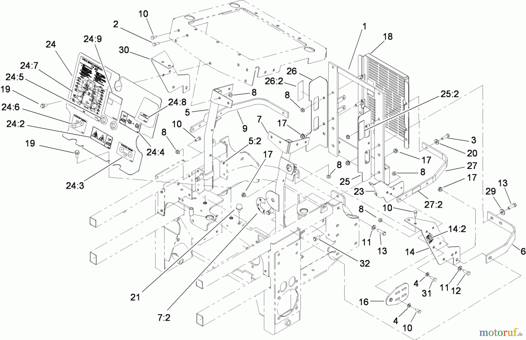  Zerto-Turn Mäher 74279TE (Z580-D) - Toro Z Master Mower, 52 Rear Discharge Deck (SN: 280000001 - 280999999) (2008) ENGINE HOUSING ASSEMBLY