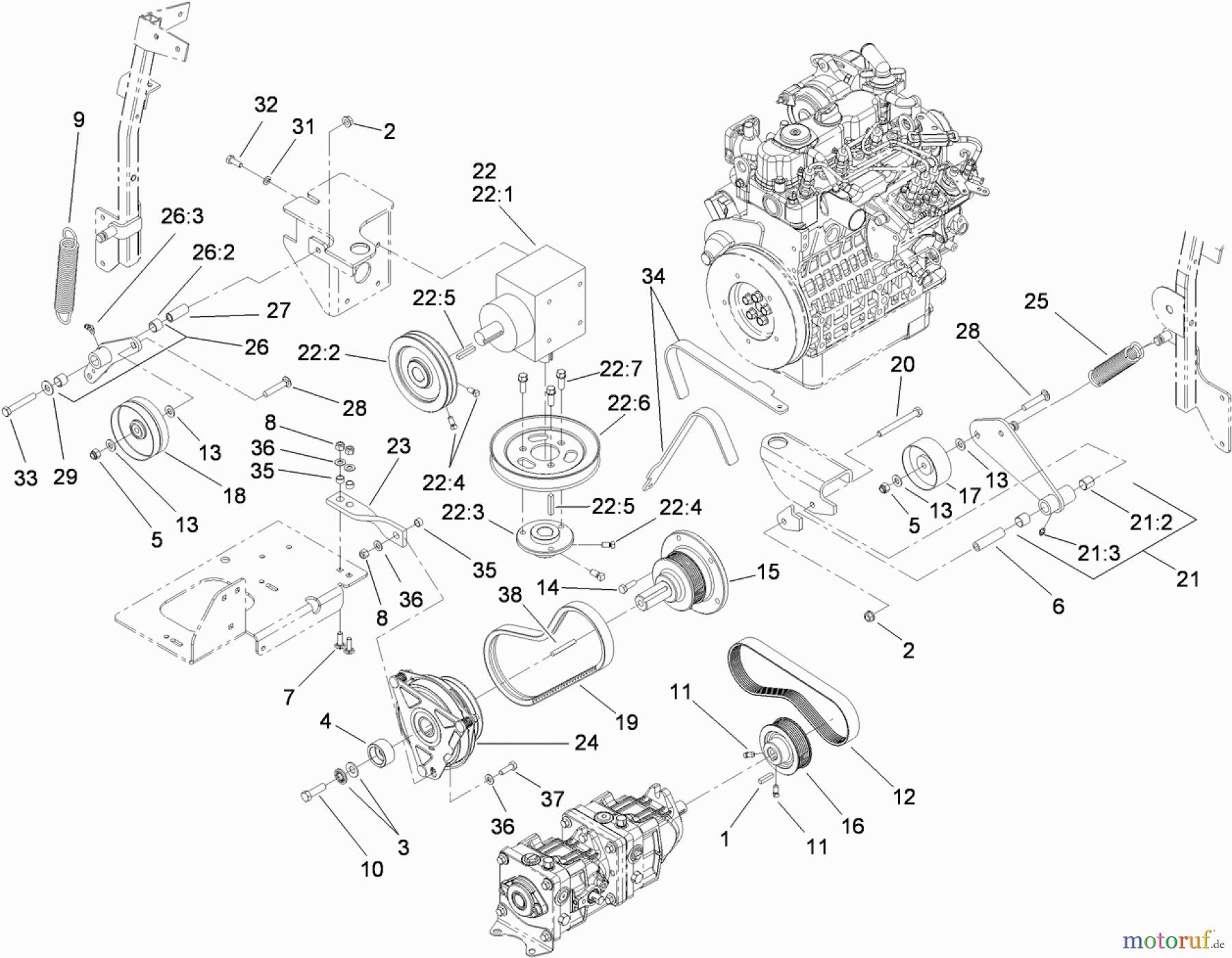  Zerto-Turn Mäher 74279TE (Z580-D) - Toro Z Master Mower, 52 Rear Discharge Deck (SN: 310000001 - 310999999) (2010) HYDRO AND GEARBOX ASSEMBLY